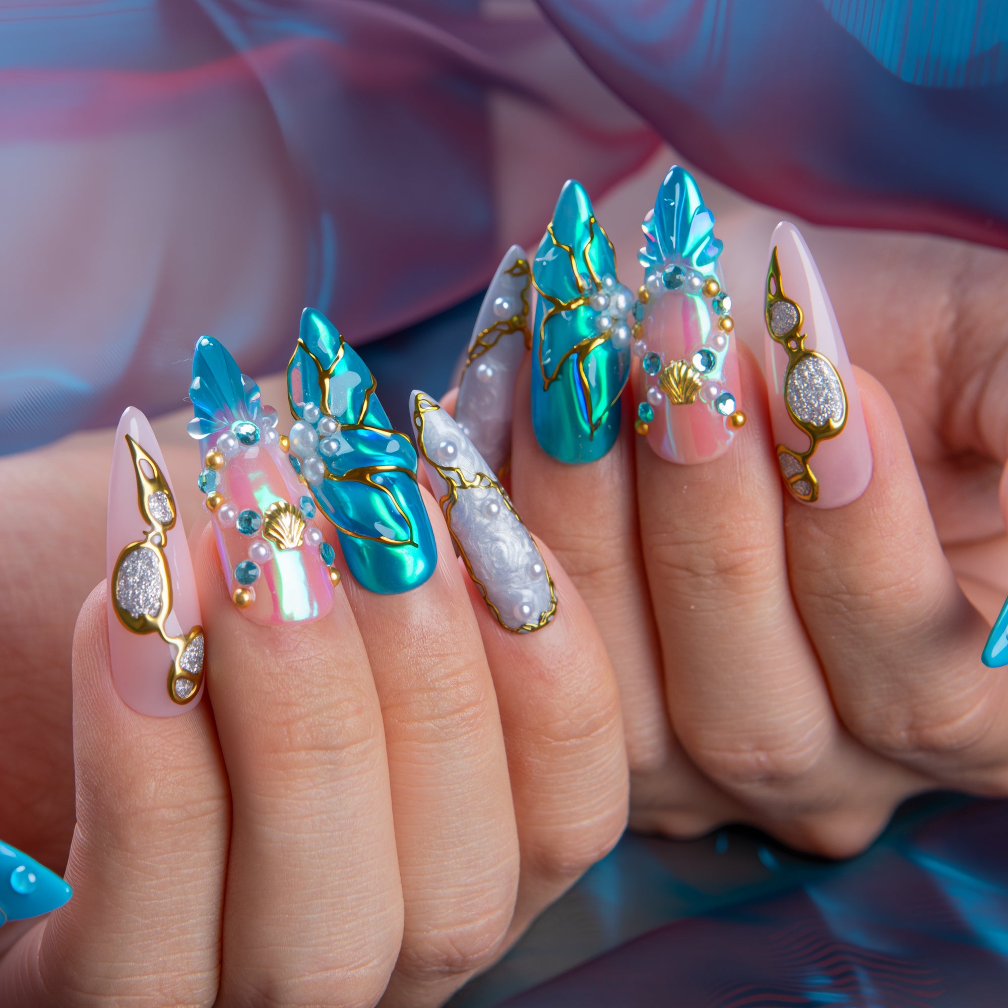 Ocean Siren Handmade Nails H845