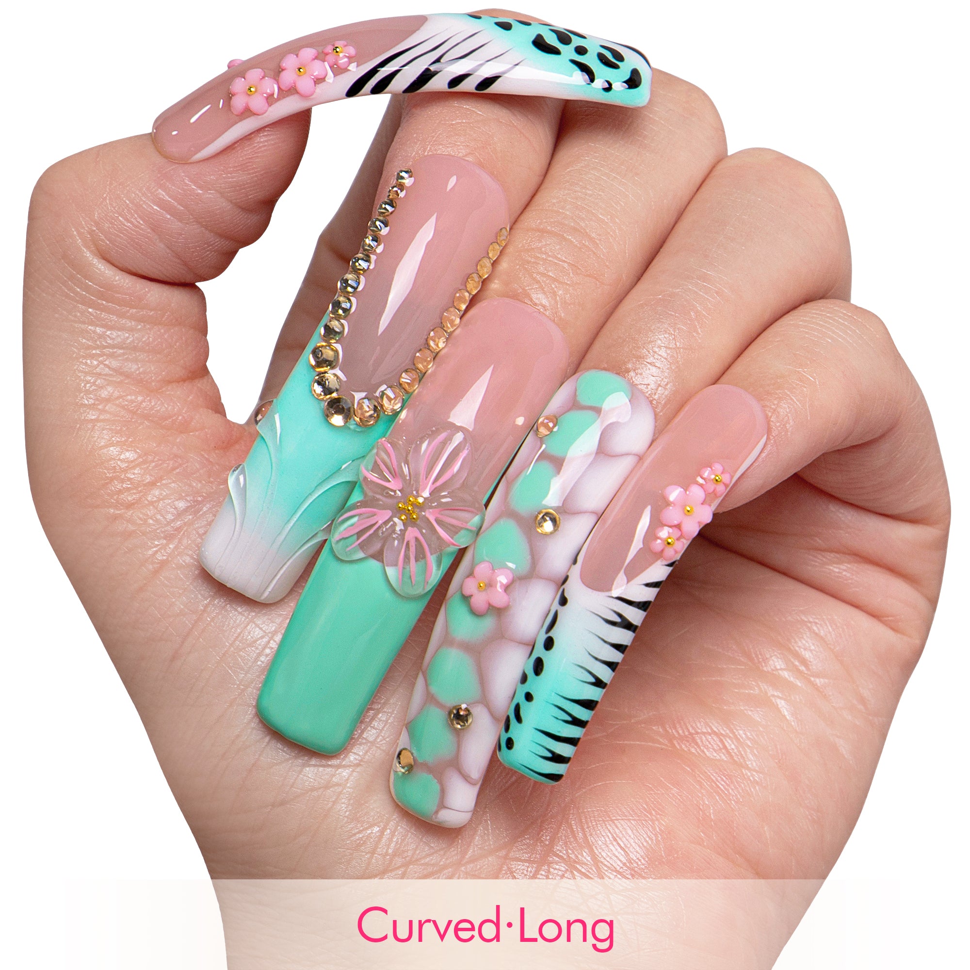 Mint Blossom Handmade Nails H849