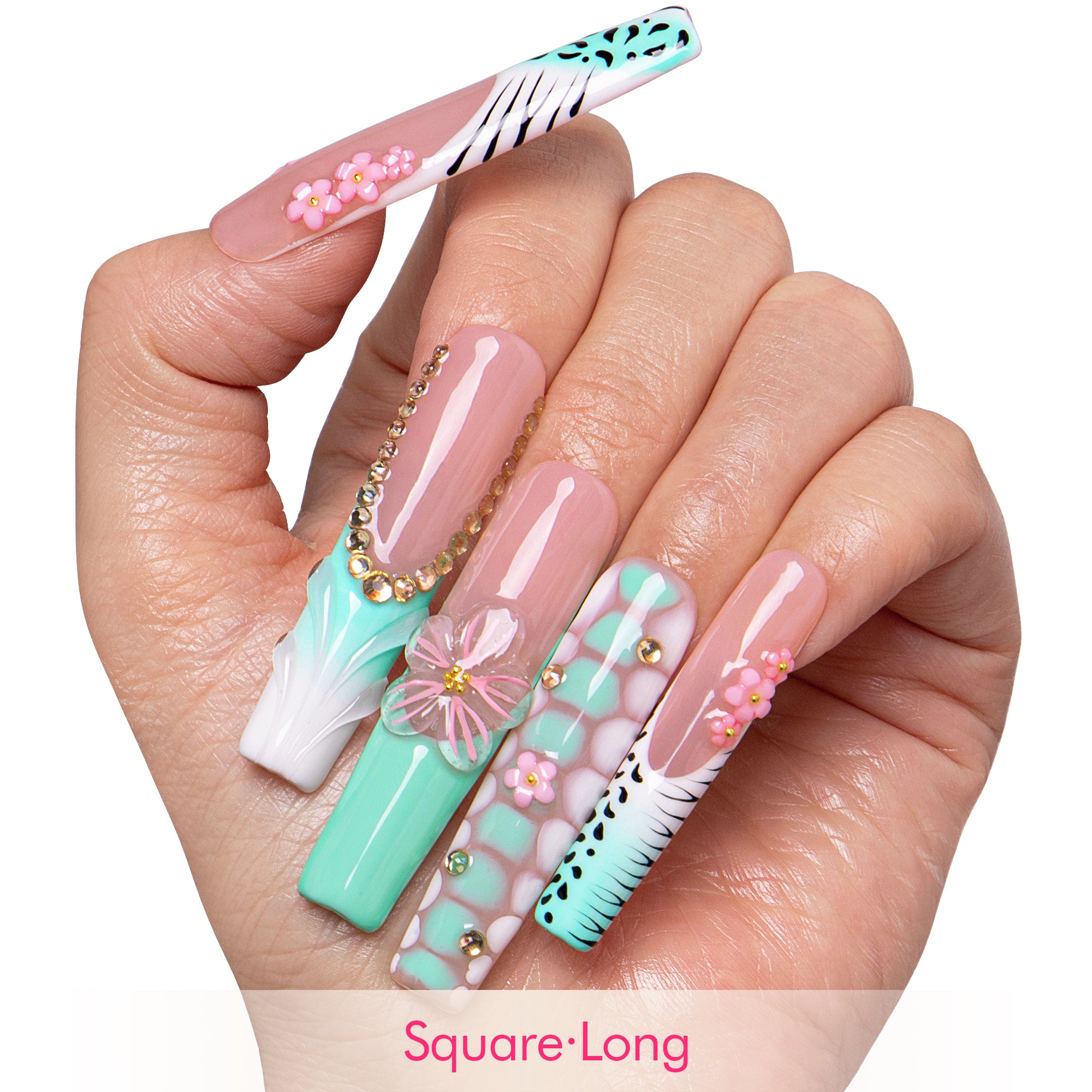 Mint Blossom Handmade Nails H849