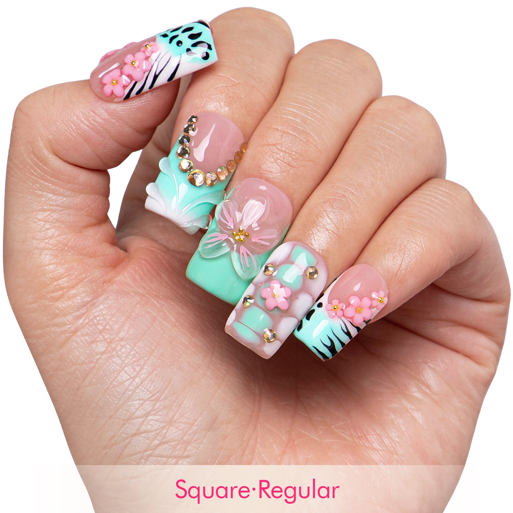 Mint Blossom Handmade Nails H849