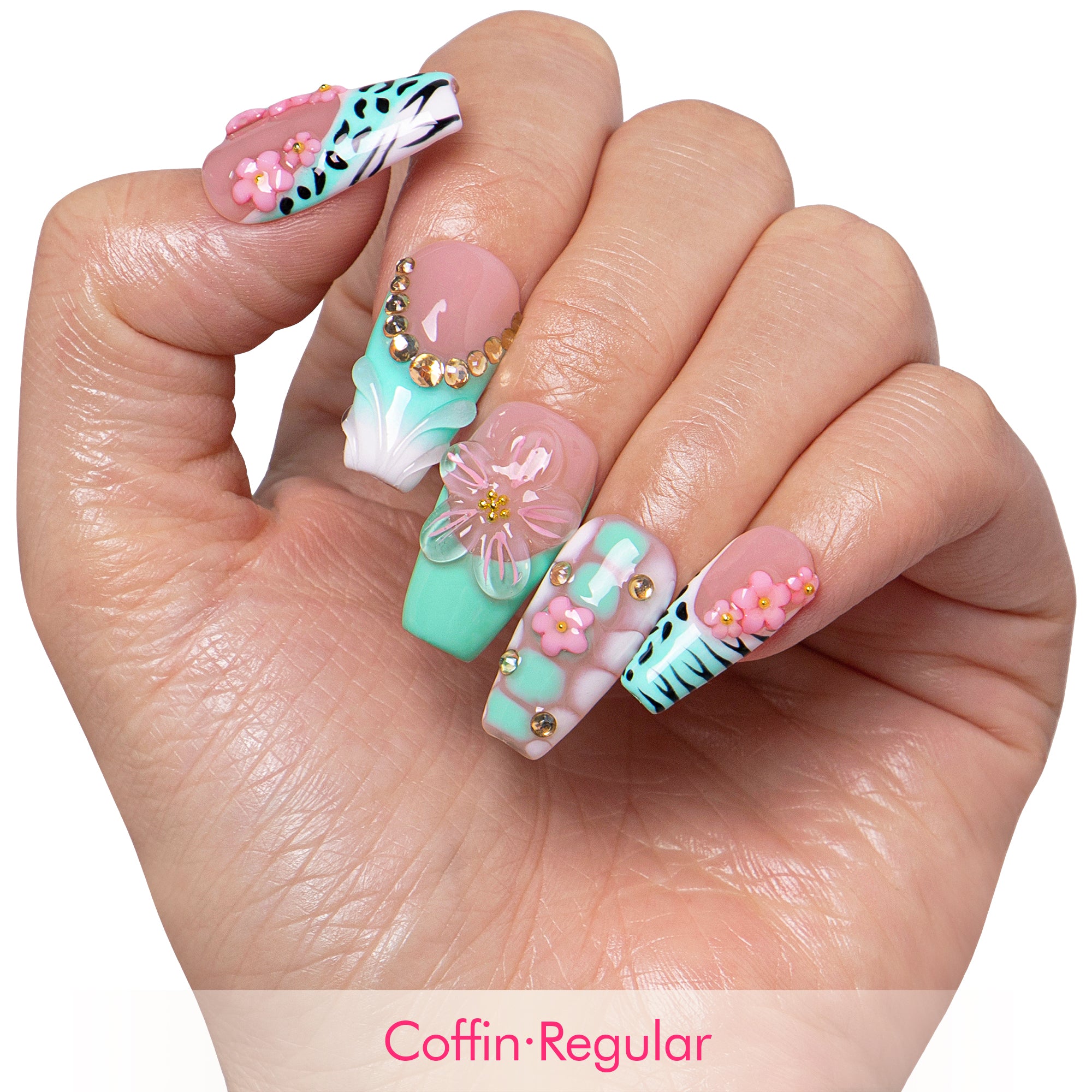 Mint Blossom Handmade Nails H849