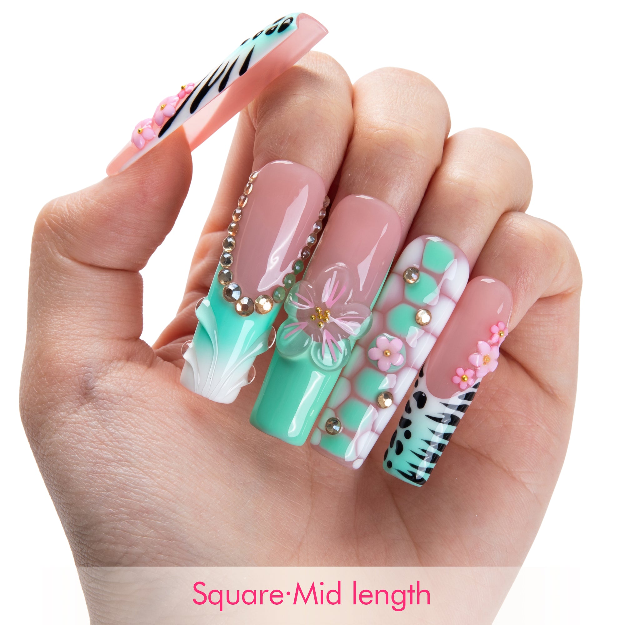 Mint Blossom Handmade Nails H849