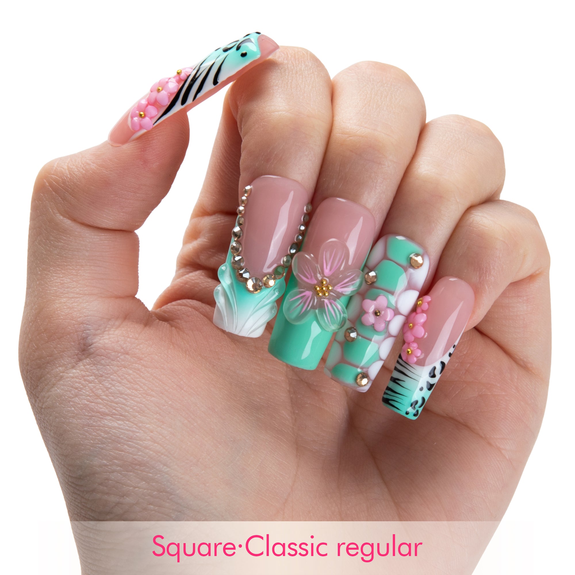 Mint Blossom Handmade Nails H849