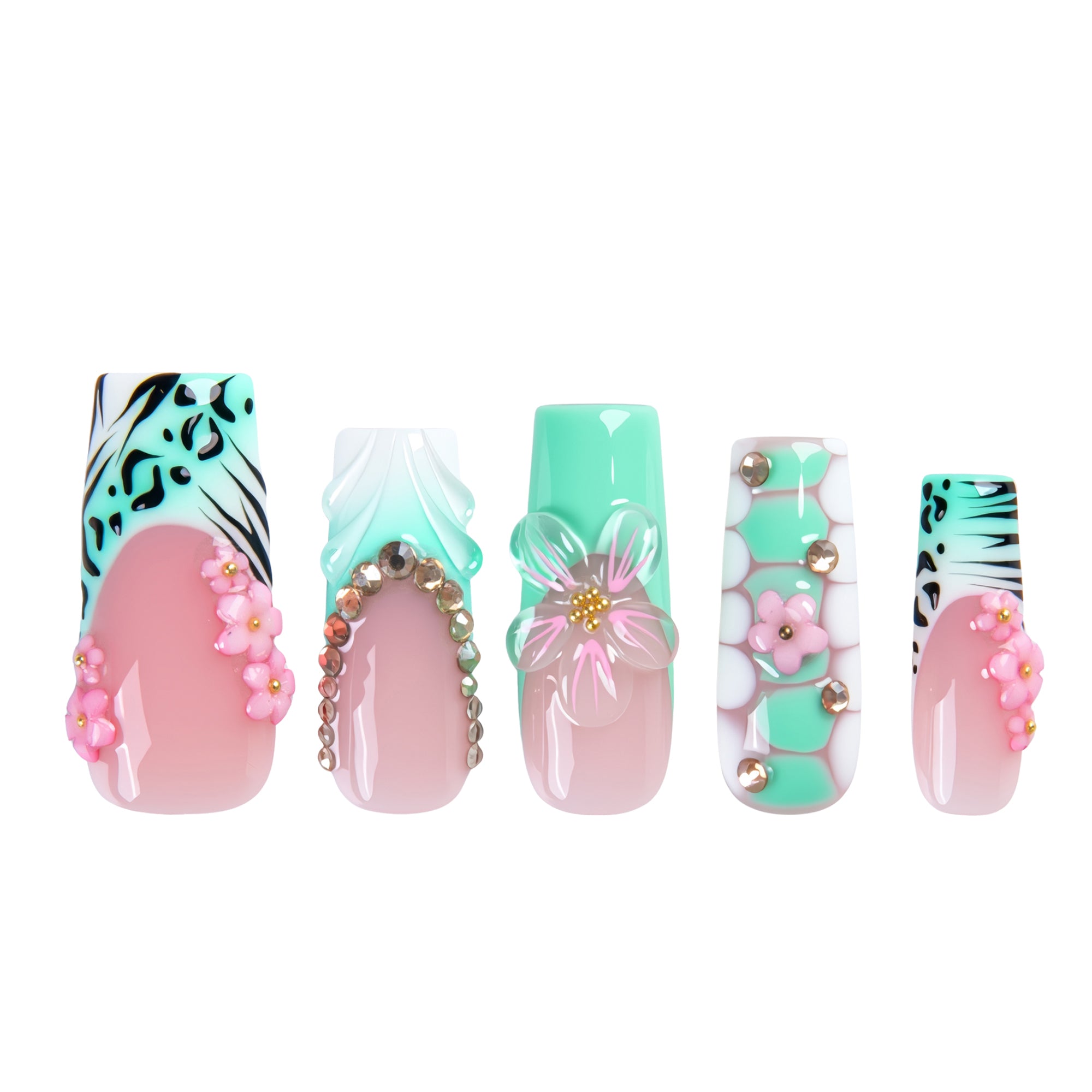 Mint Blossom Handmade Nails H849