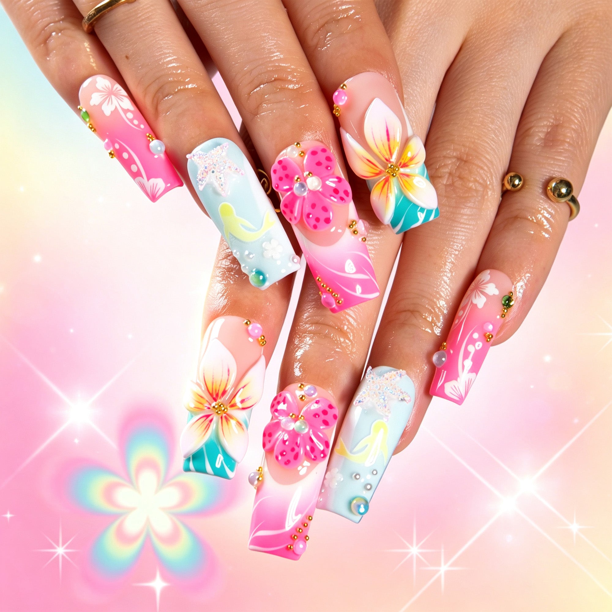 Tropical Island Handmade Nails H852