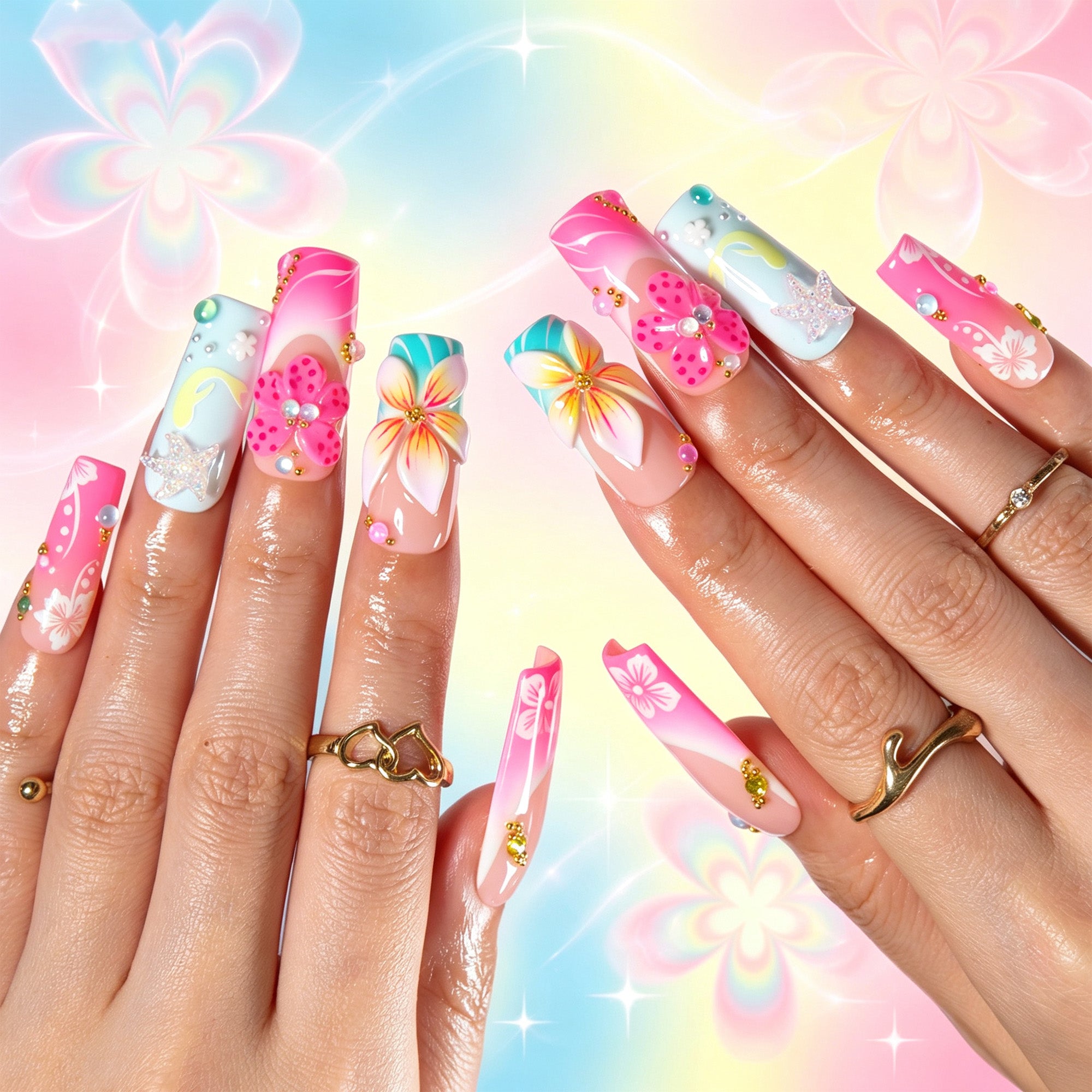 Tropical Island Handmade Nails H852