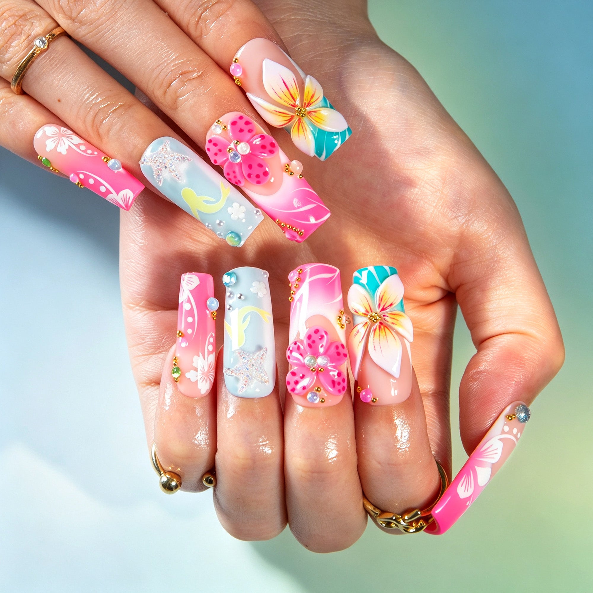 Tropical Island Handmade Nails H852