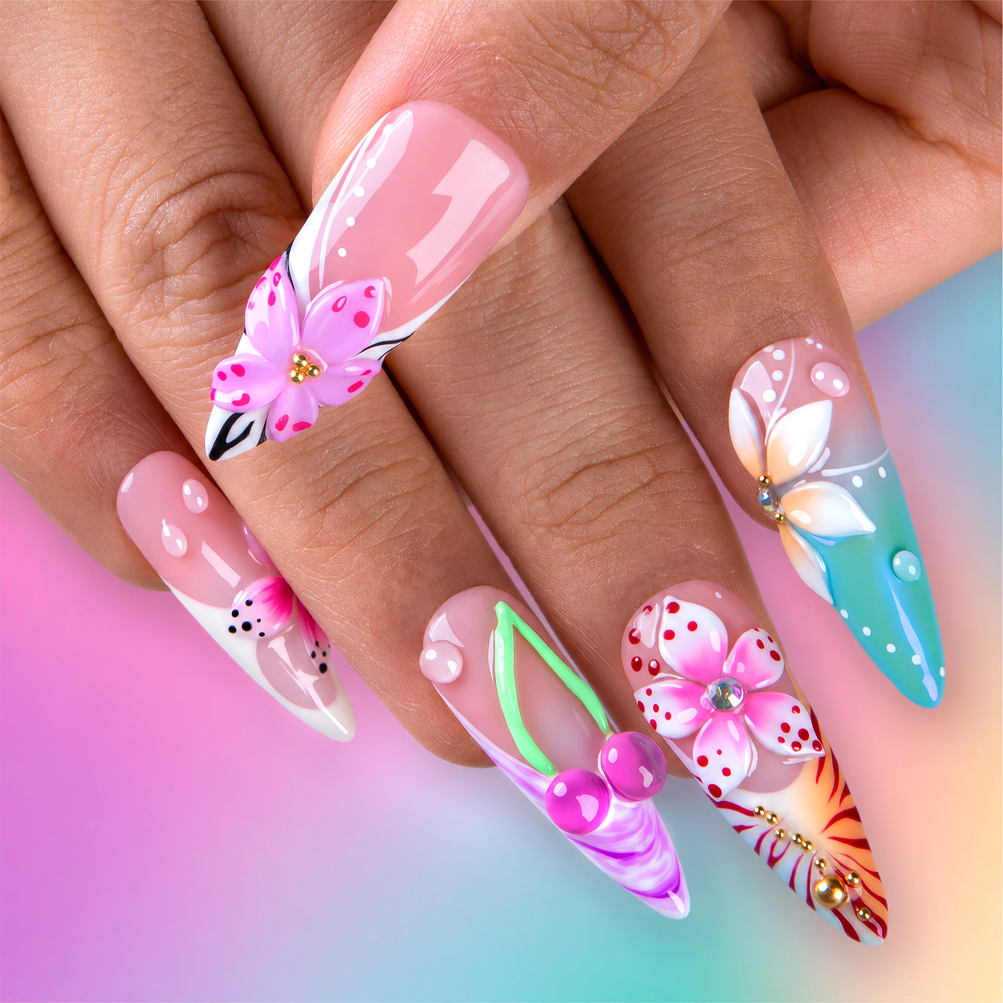 Tropical Cherry Handmade Nails H855