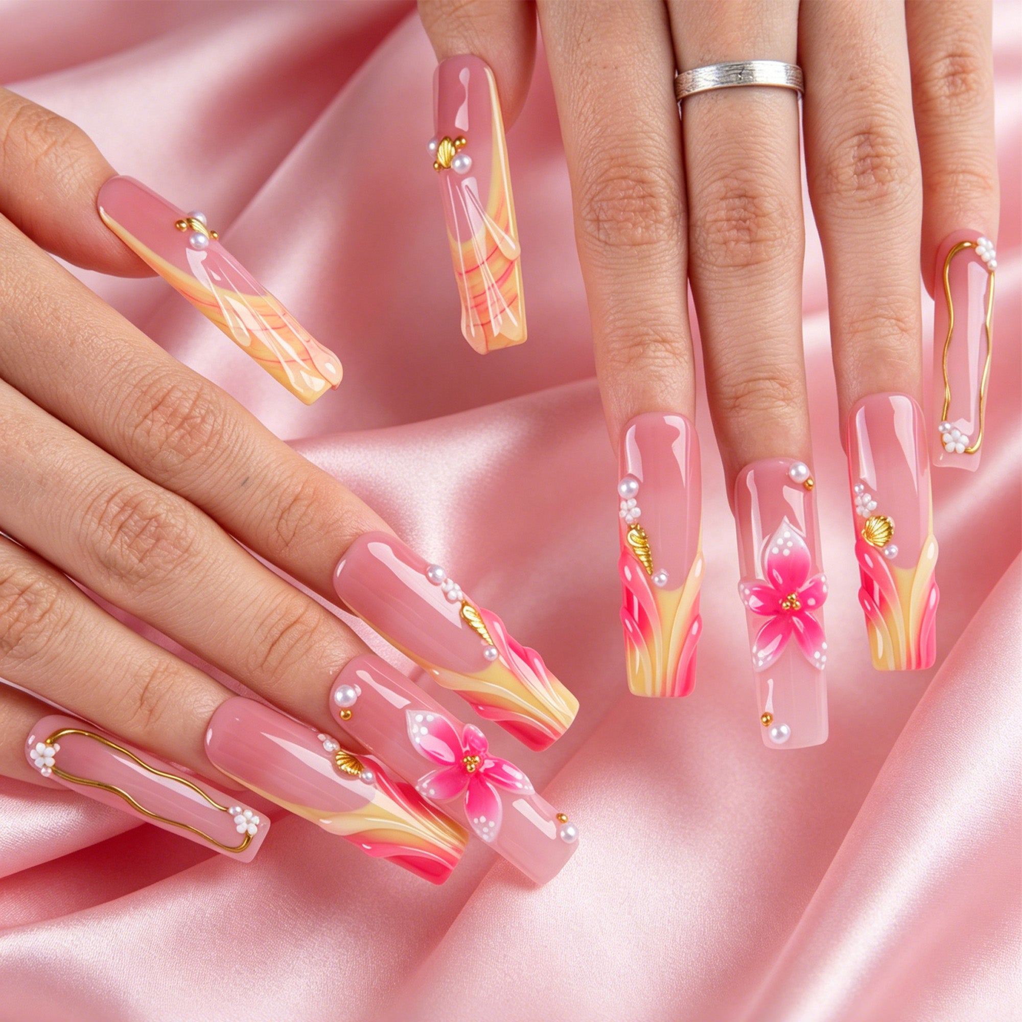 Luxe Sunset Handmade Nails H857