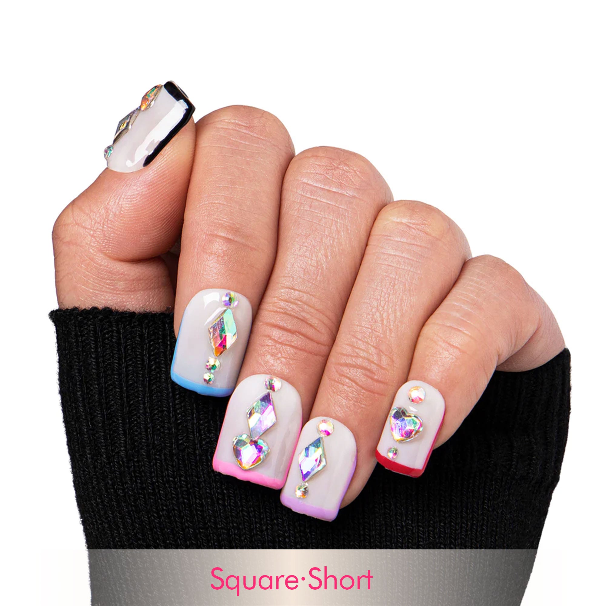 Galaxy Colorful French Tip Handmade Nails H86