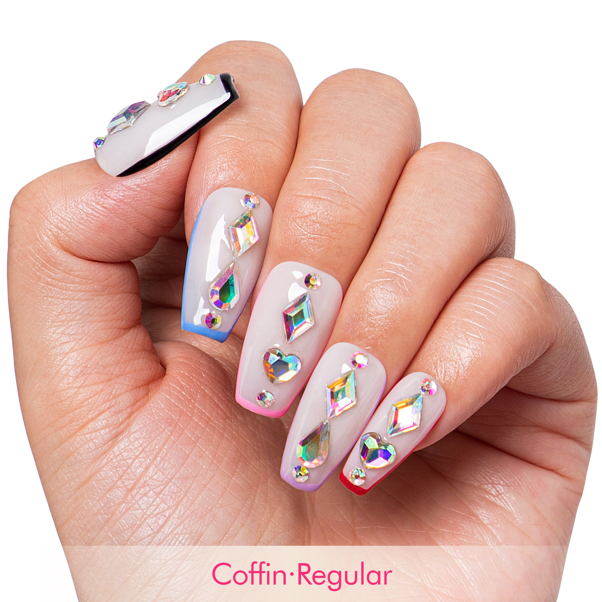 Galaxy Colorful French Tip Handmade Nails H86