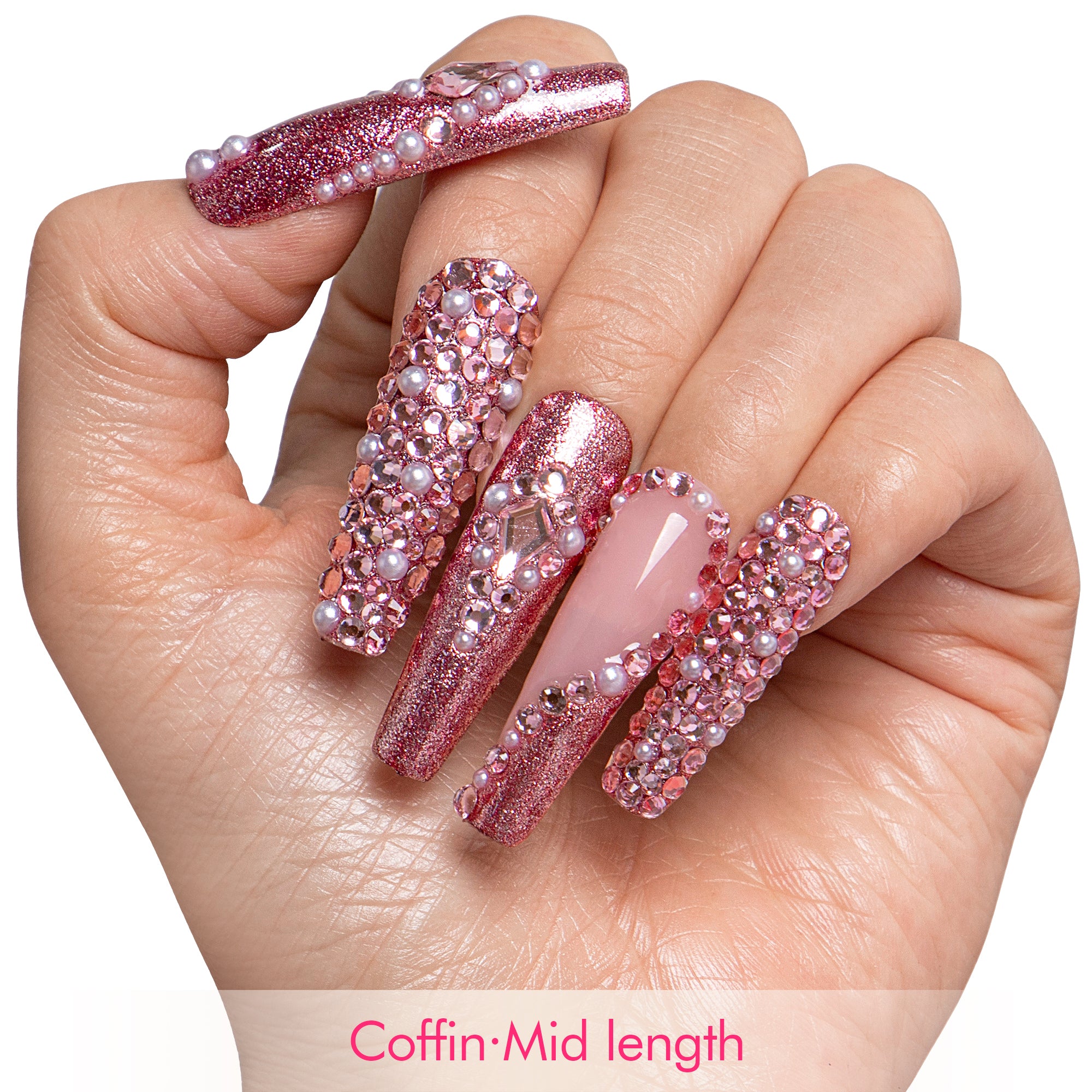 Rosé Crown Handmade Nails H867