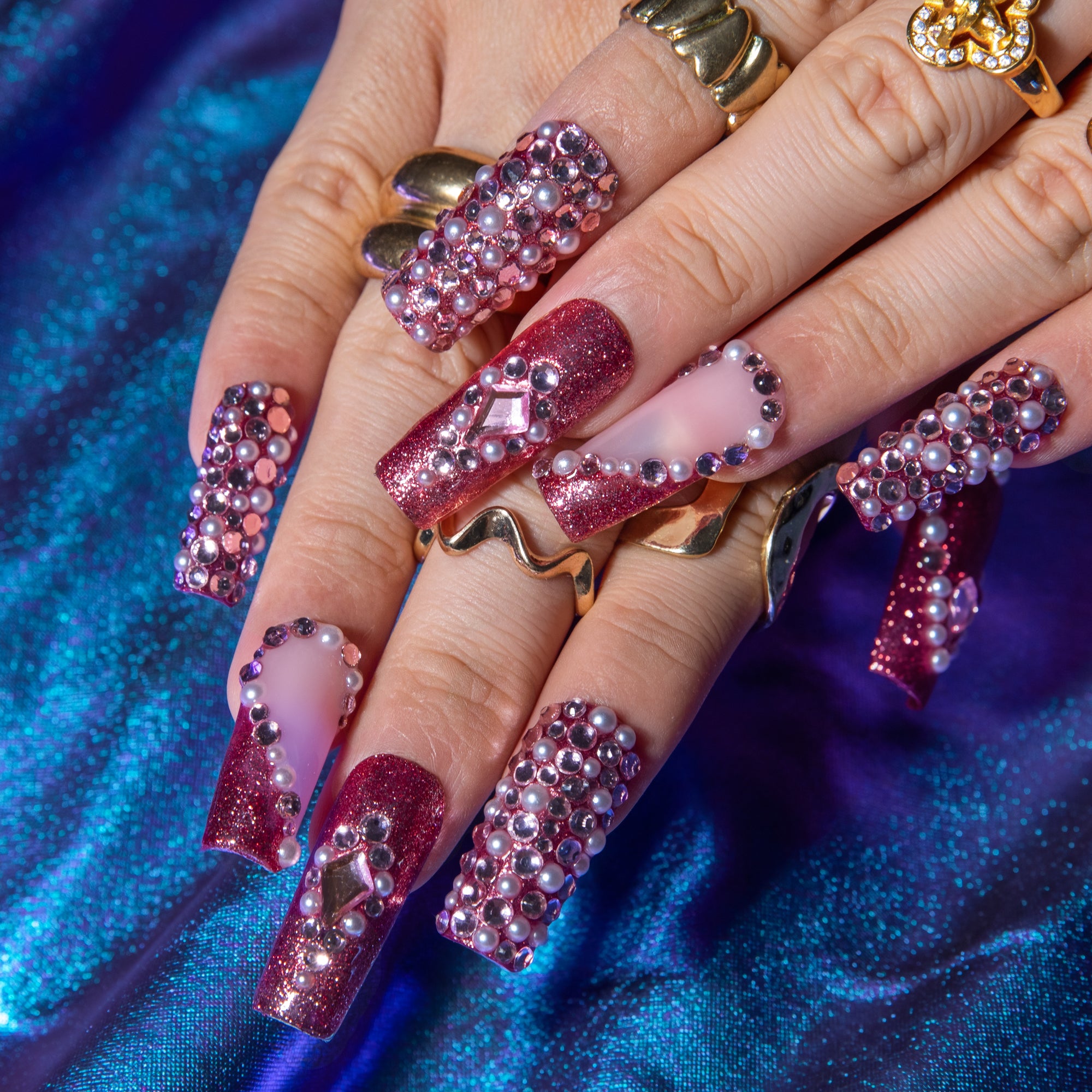 Rosé Crown Handmade Nails H867