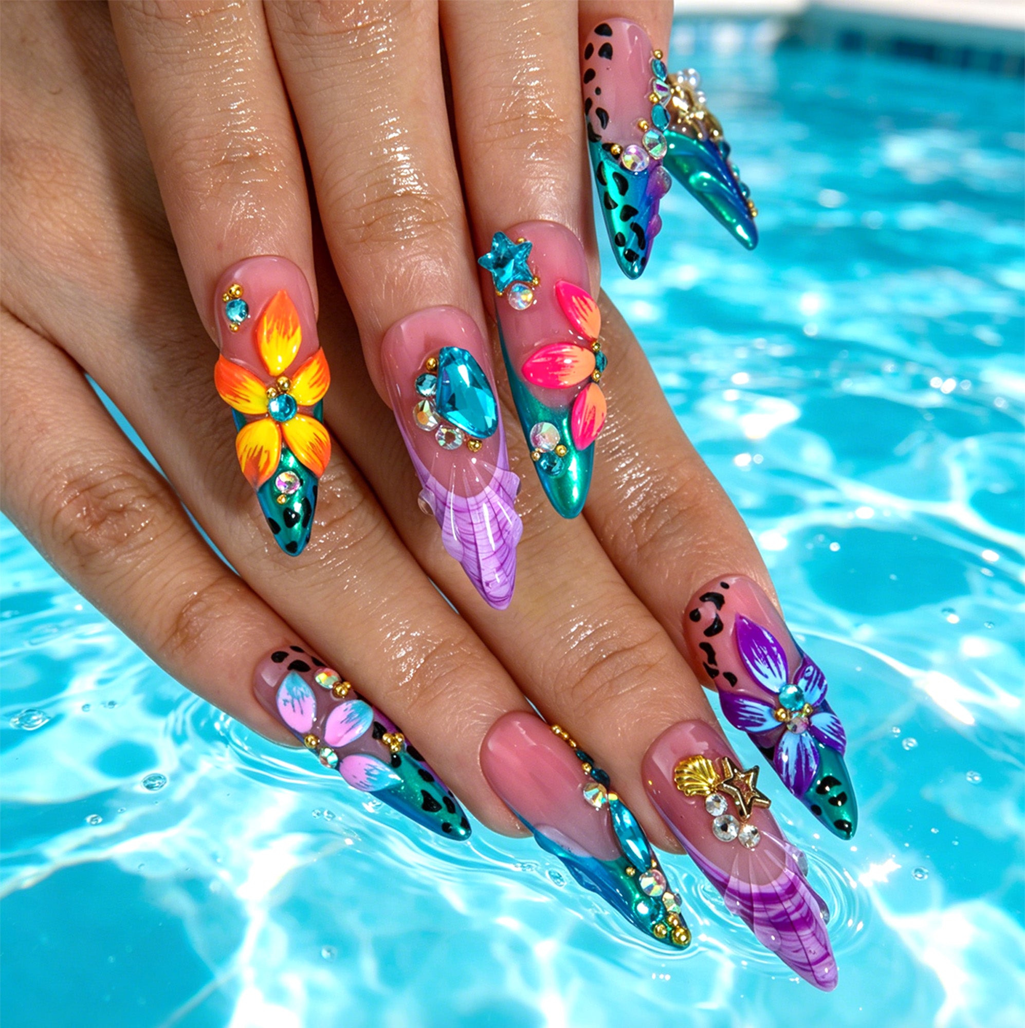 Aqua Tropic Handmade Nails H870