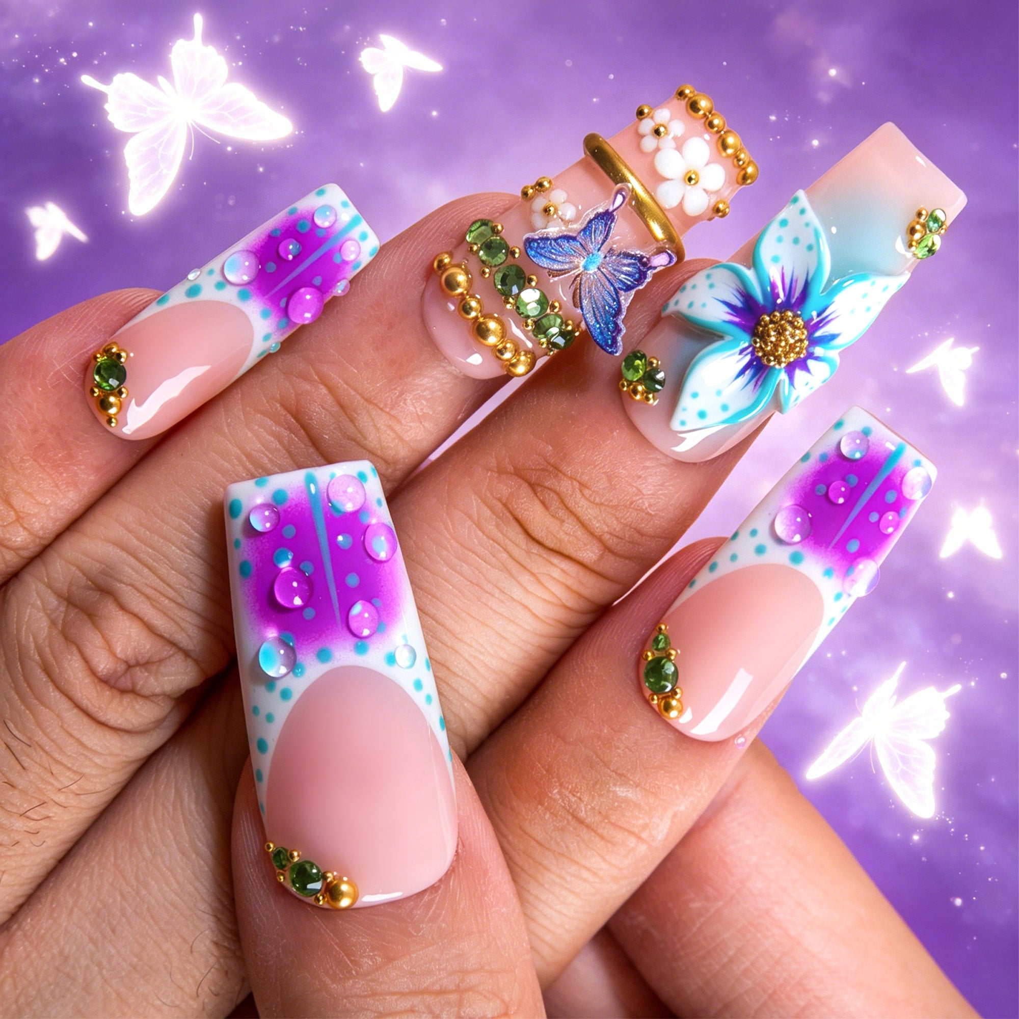 Paradise Flutter Handmade Nails H877