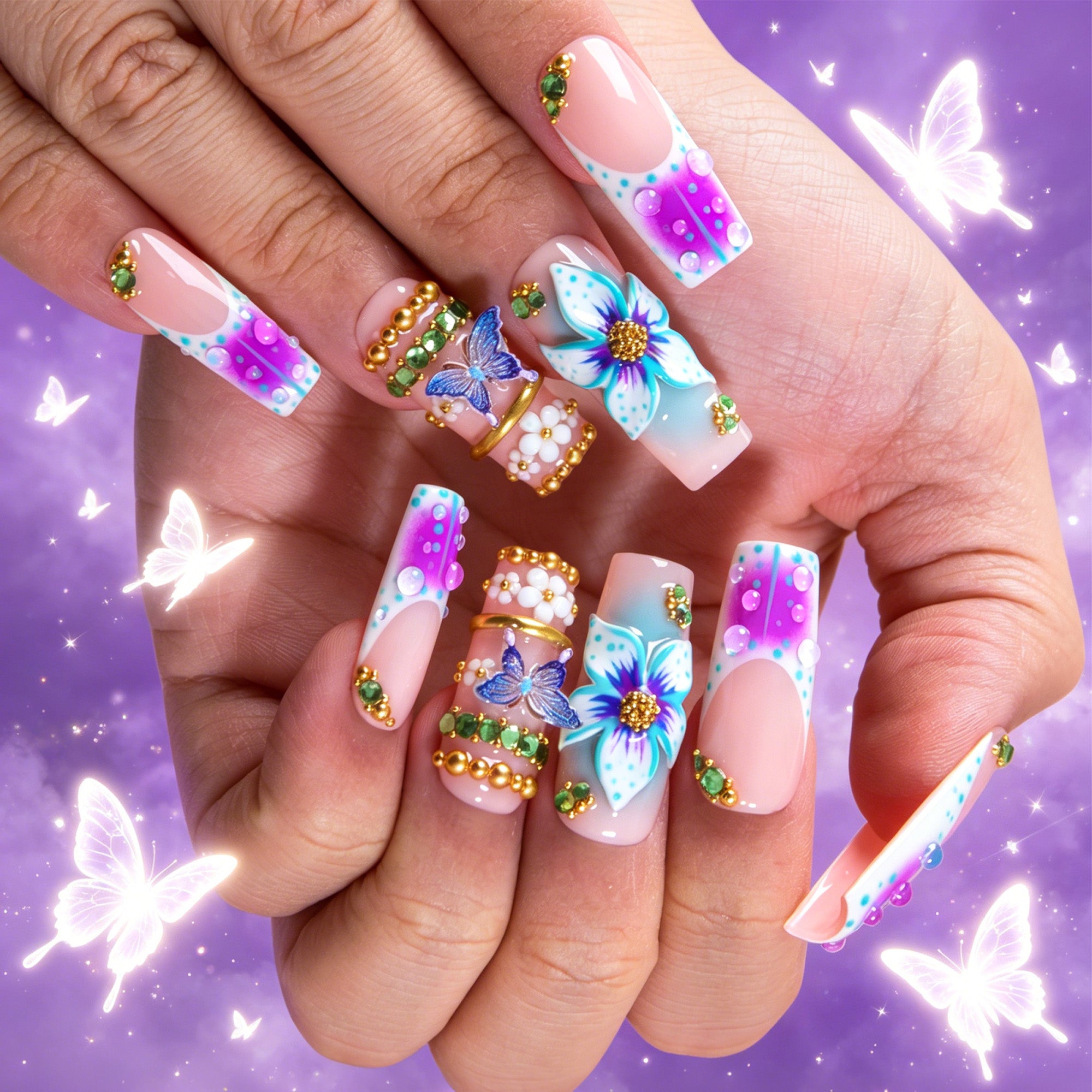 Paradise Flutter Handmade Nails H877