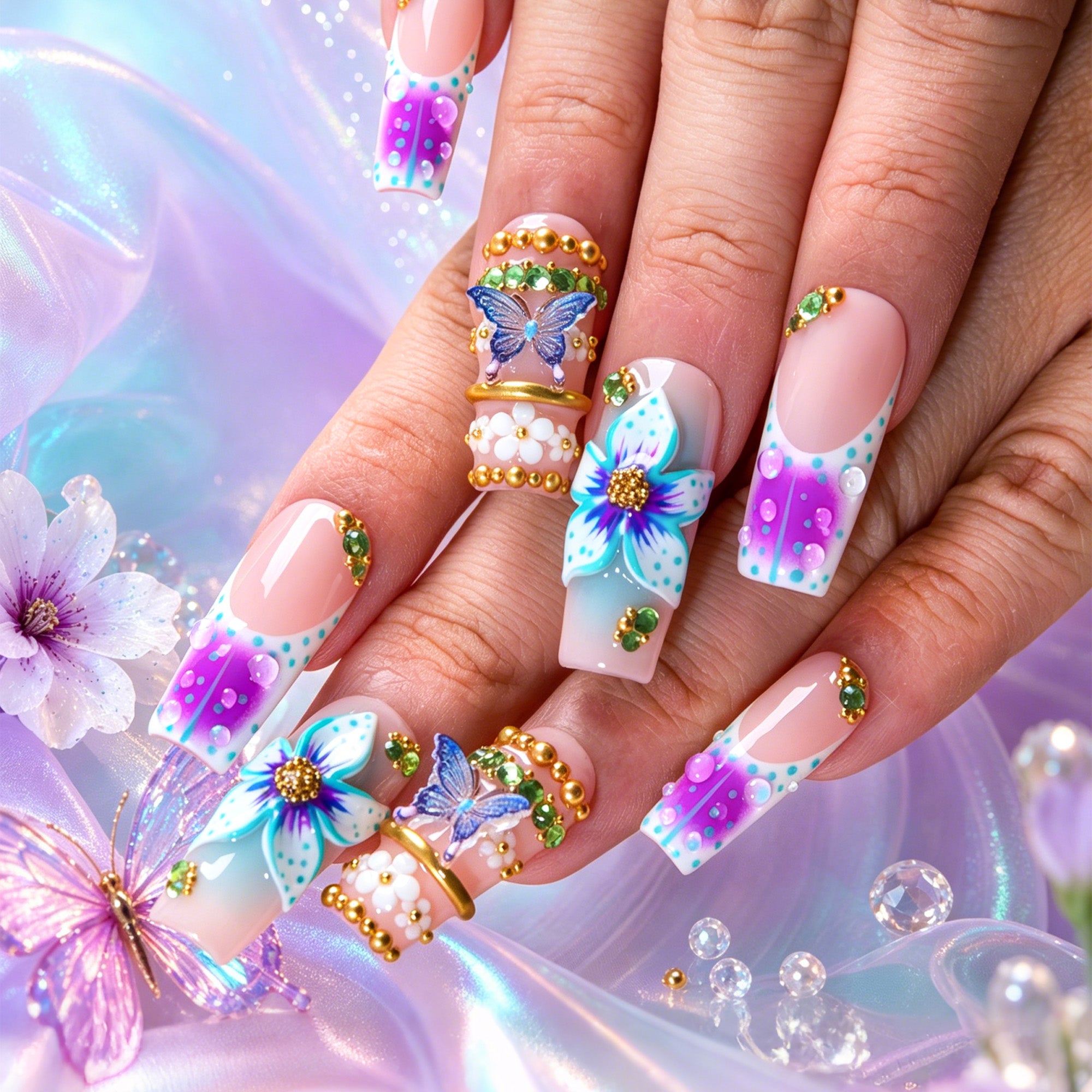 Paradise Flutter Handmade Nails H877