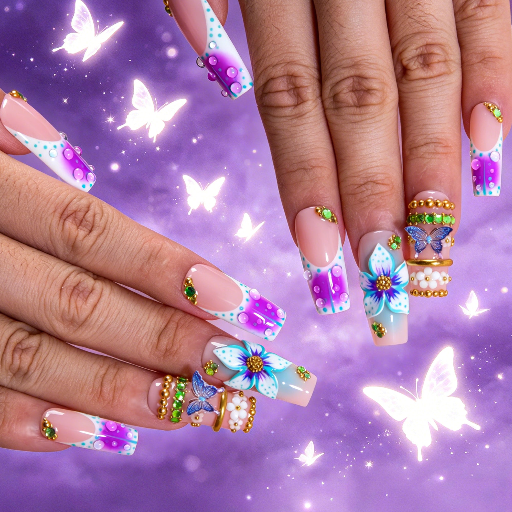 Paradise Flutter Handmade Nails H877
