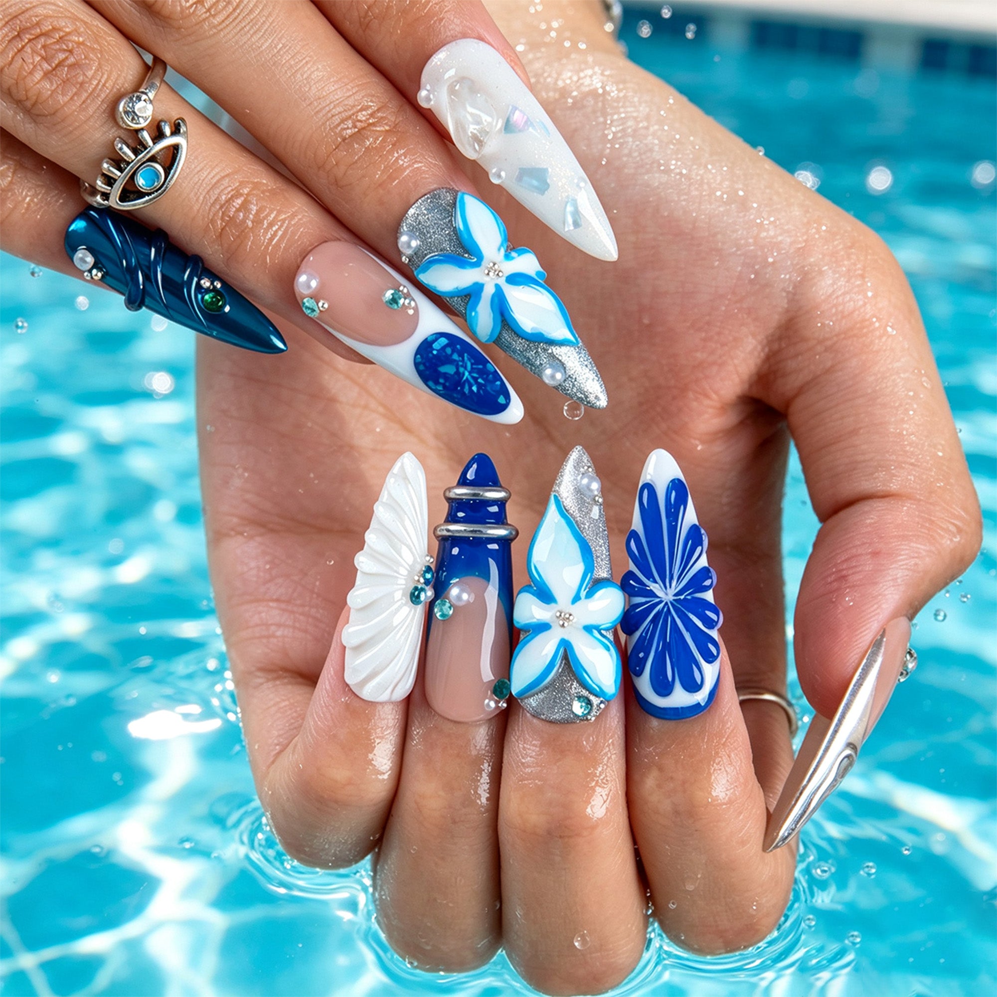 Royal Azure Handmade Nails H879