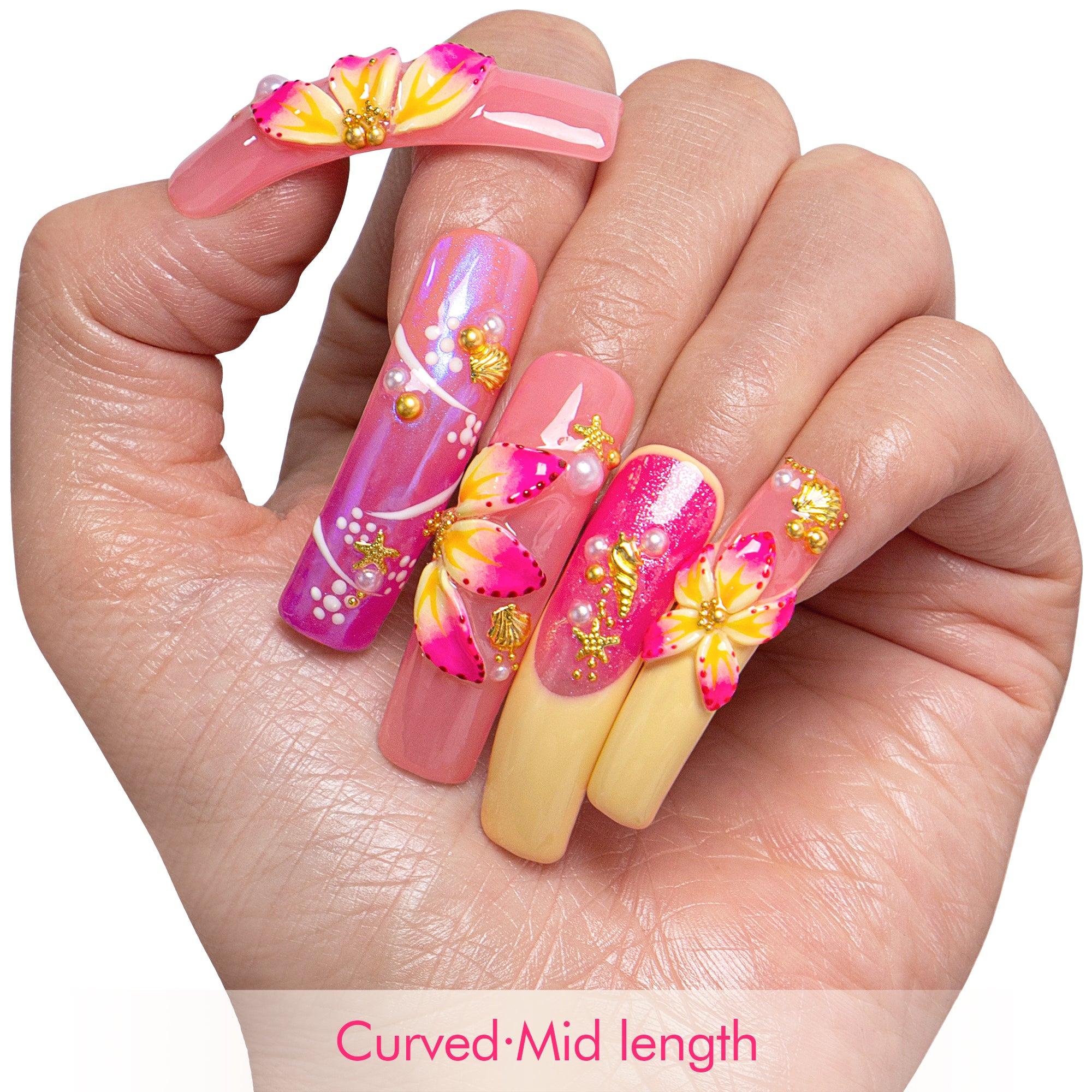 Sunset Hibiscus Handmade Nails H880