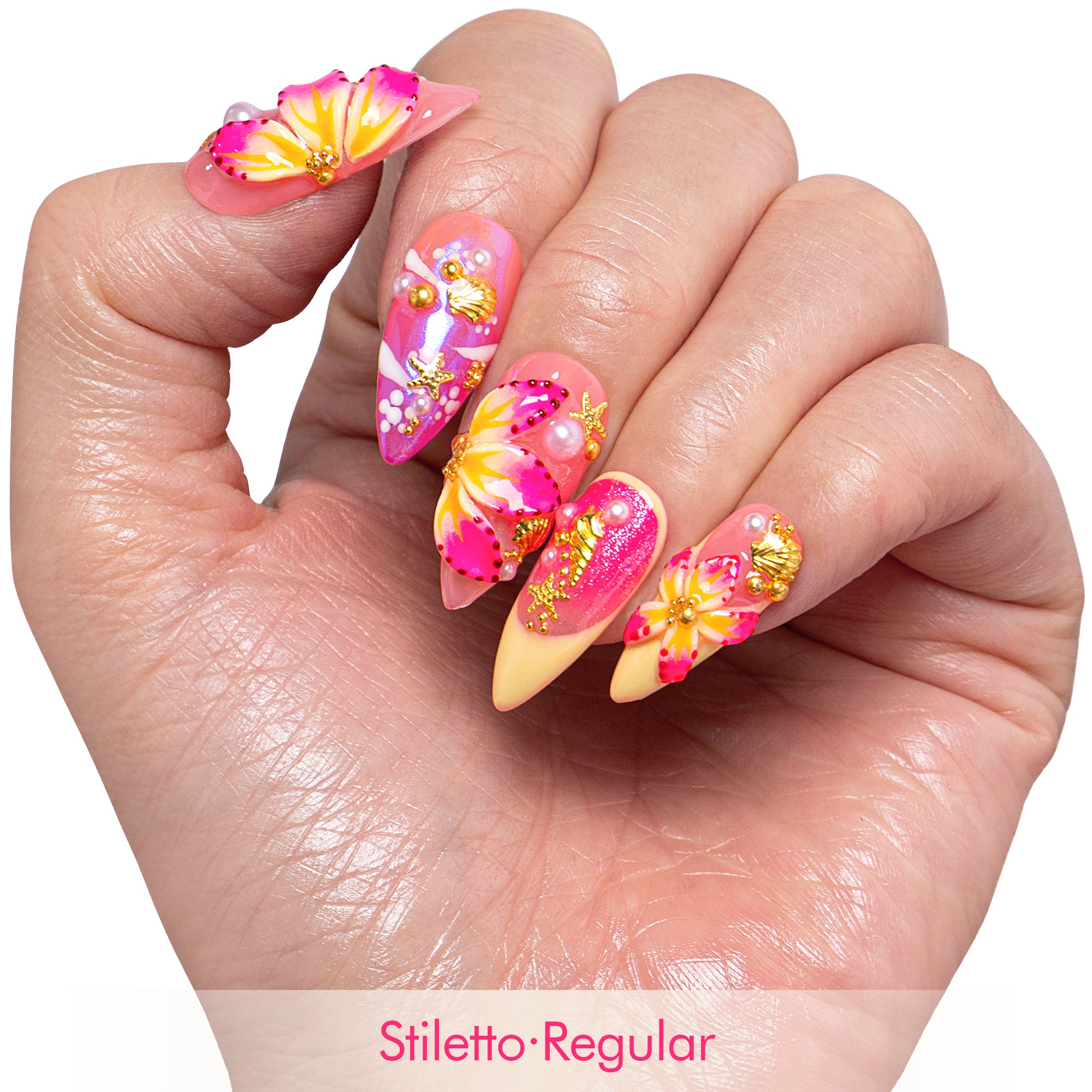Sunset Hibiscus Handmade Nails H880