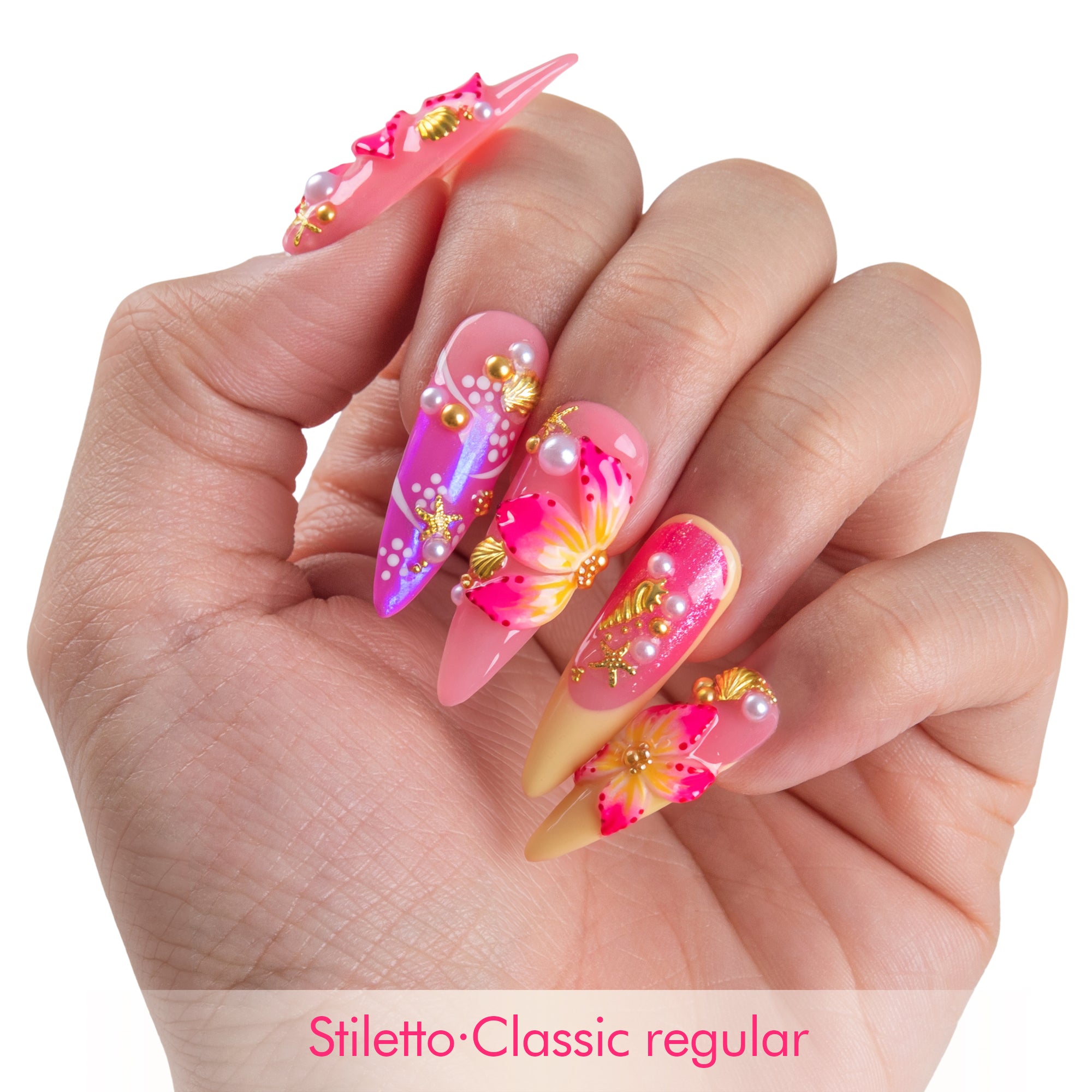 Sunset Hibiscus Handmade Nails H880