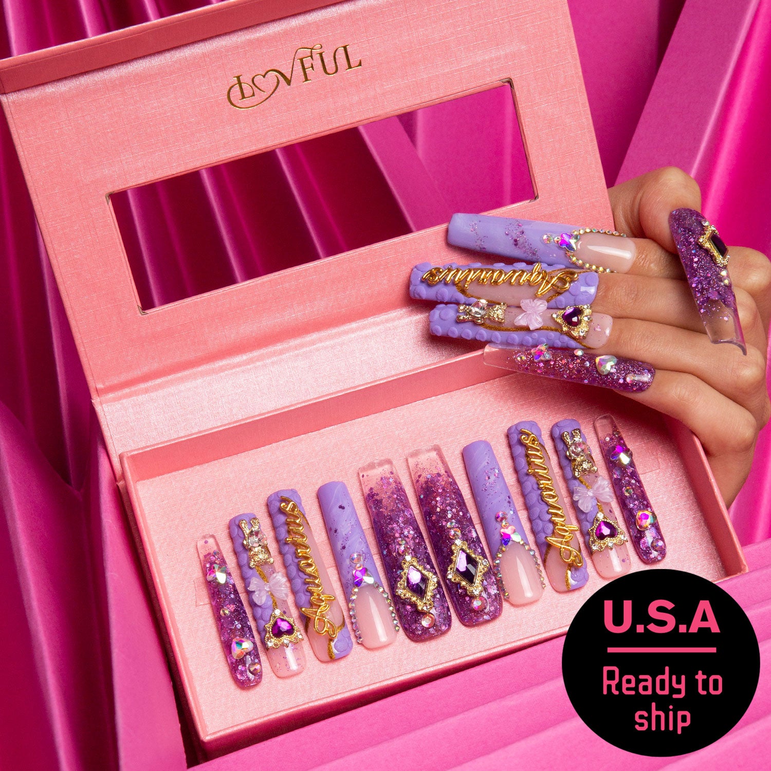 Aquarius Handmade Square Nails - Ready to Ship