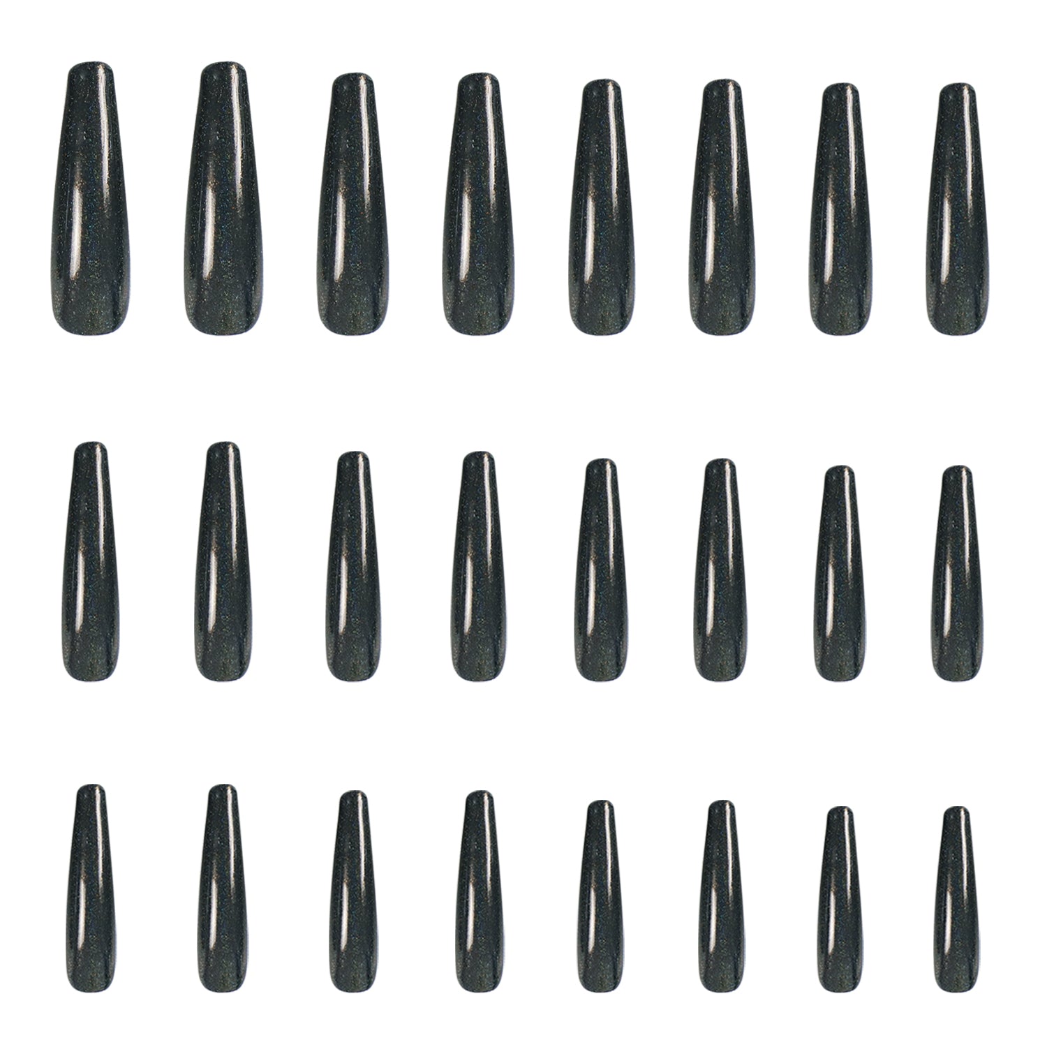 Mirror Black Handmade Nails 24pcs H9