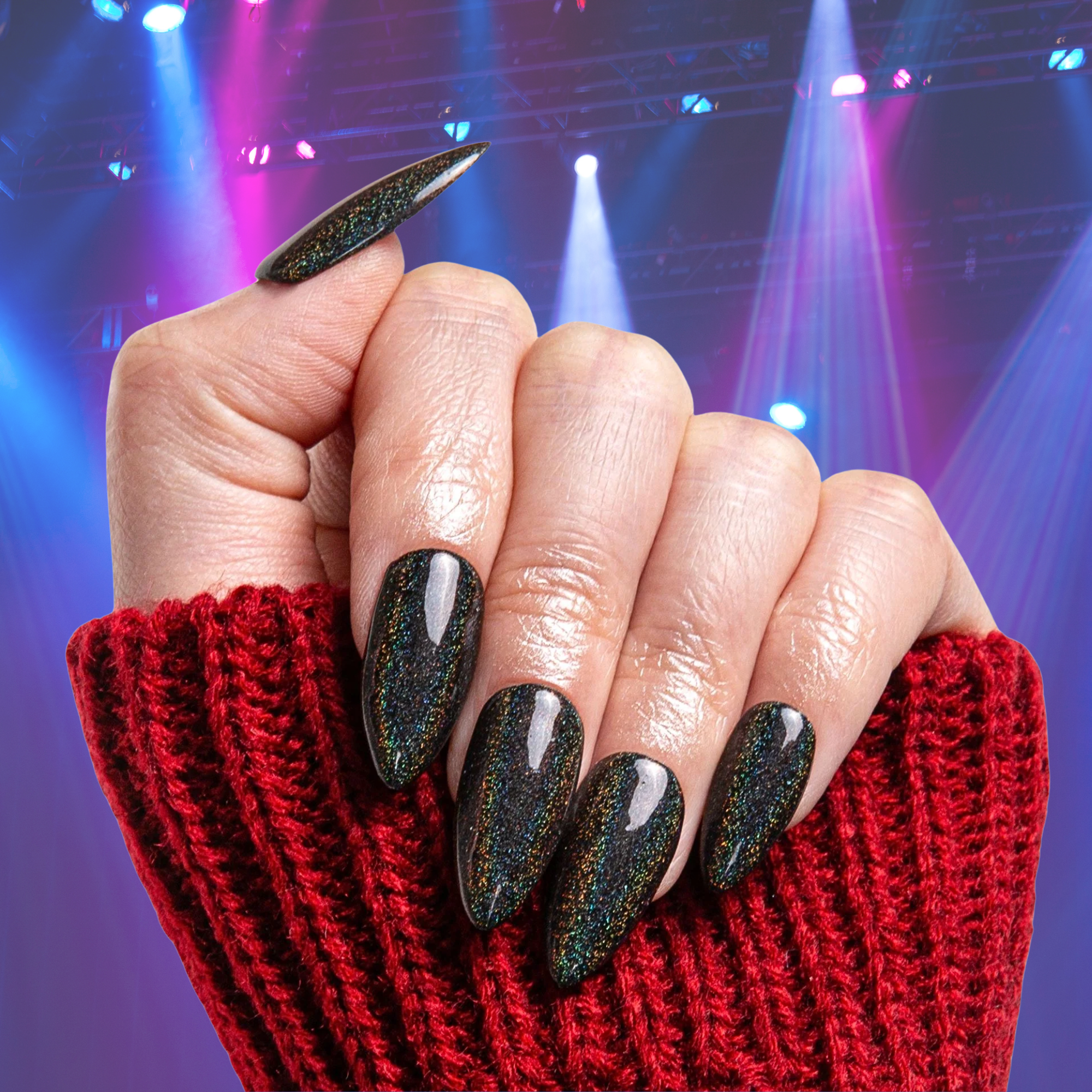 Mirror Black Handmade Nails H9