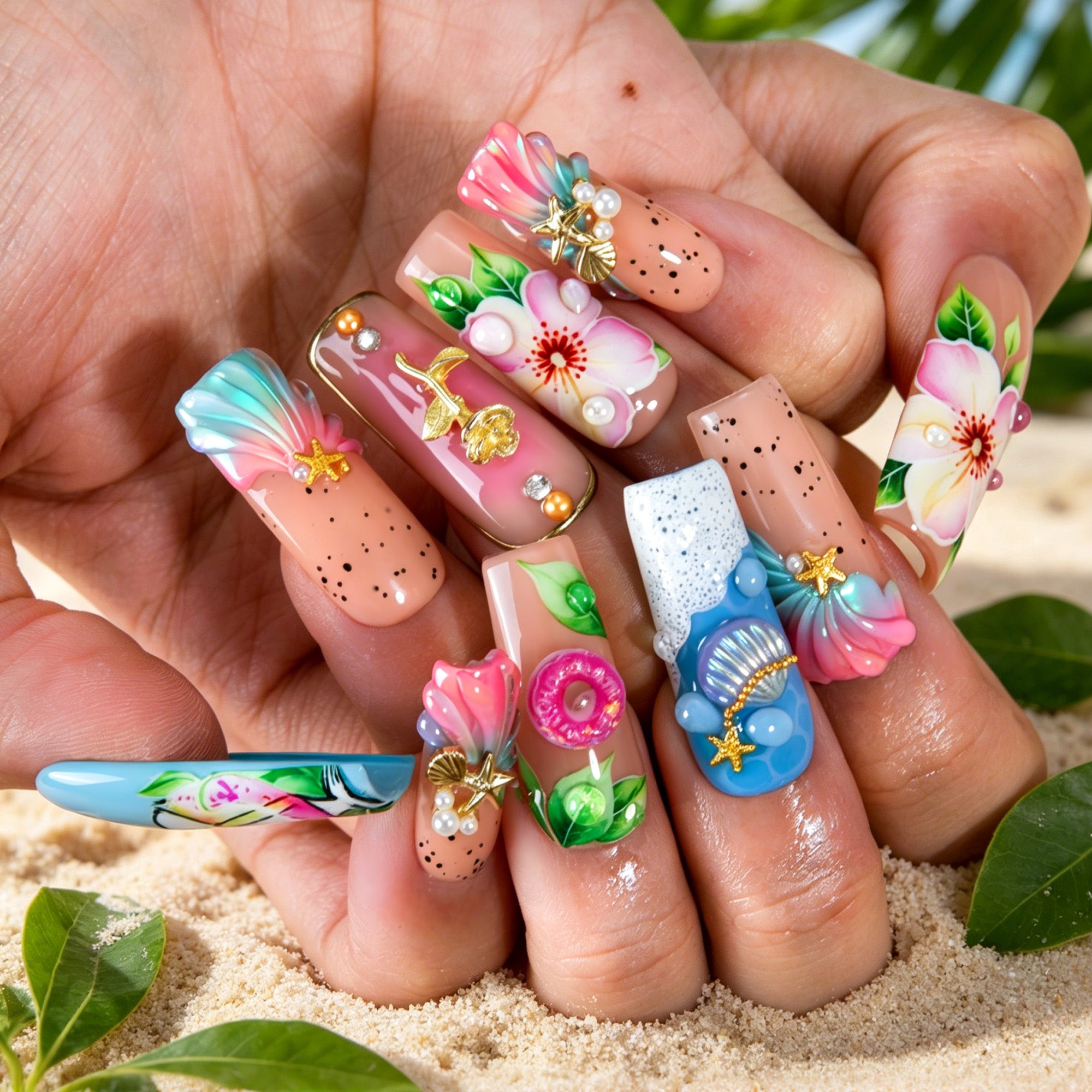 Tropical Crush Handmade Nails H900