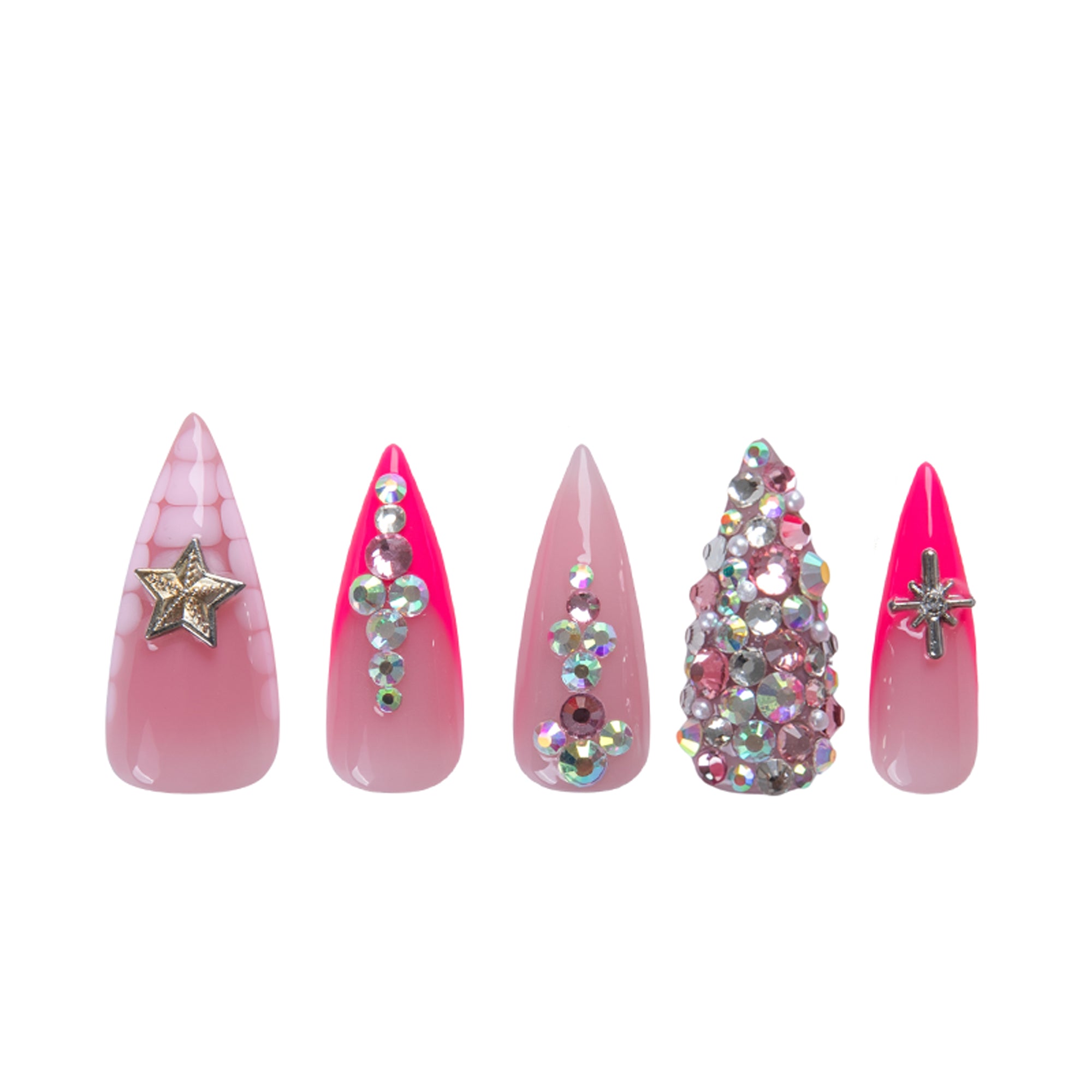 Pink Stardom Handmade Nails H909