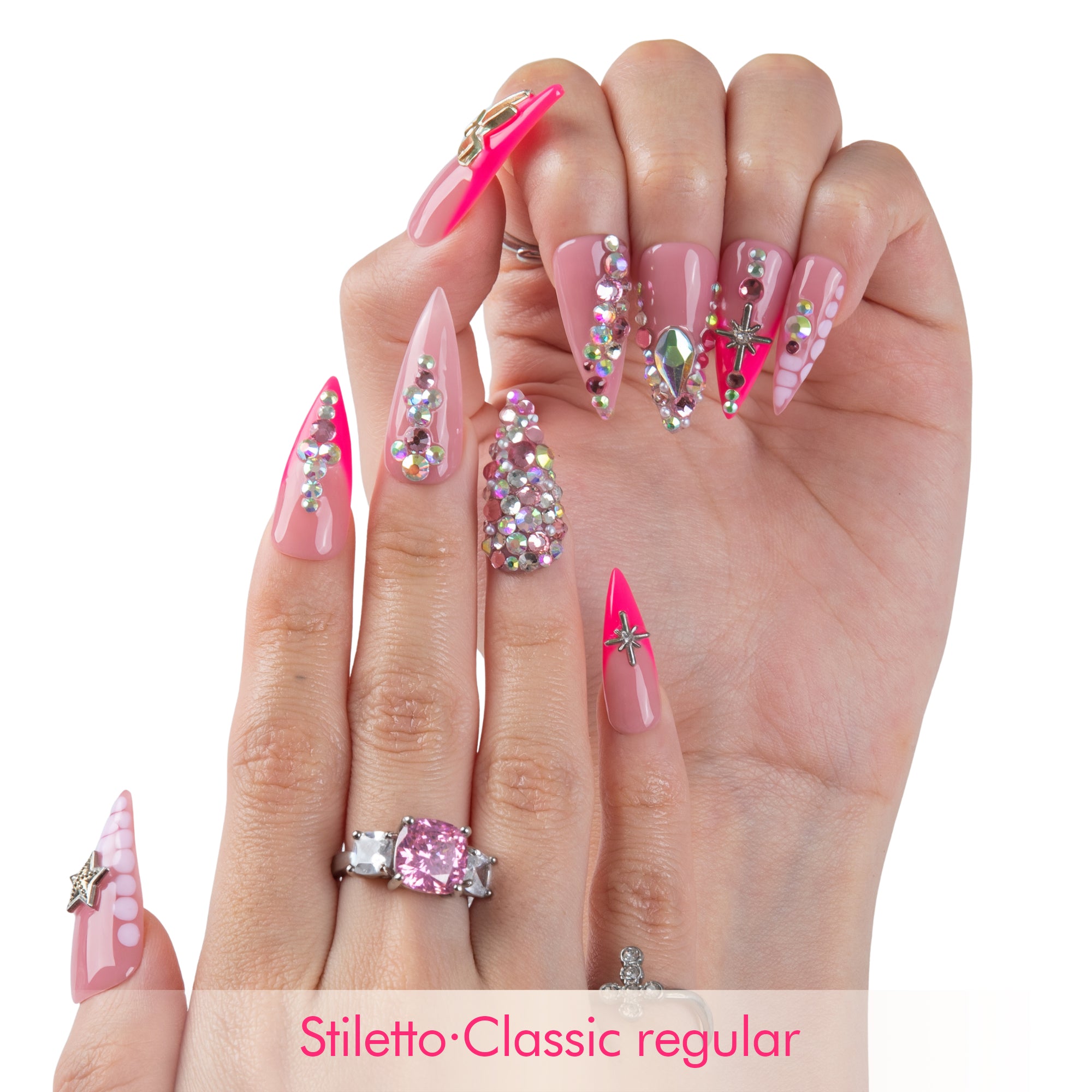 Pink Stardom Handmade Nails H909