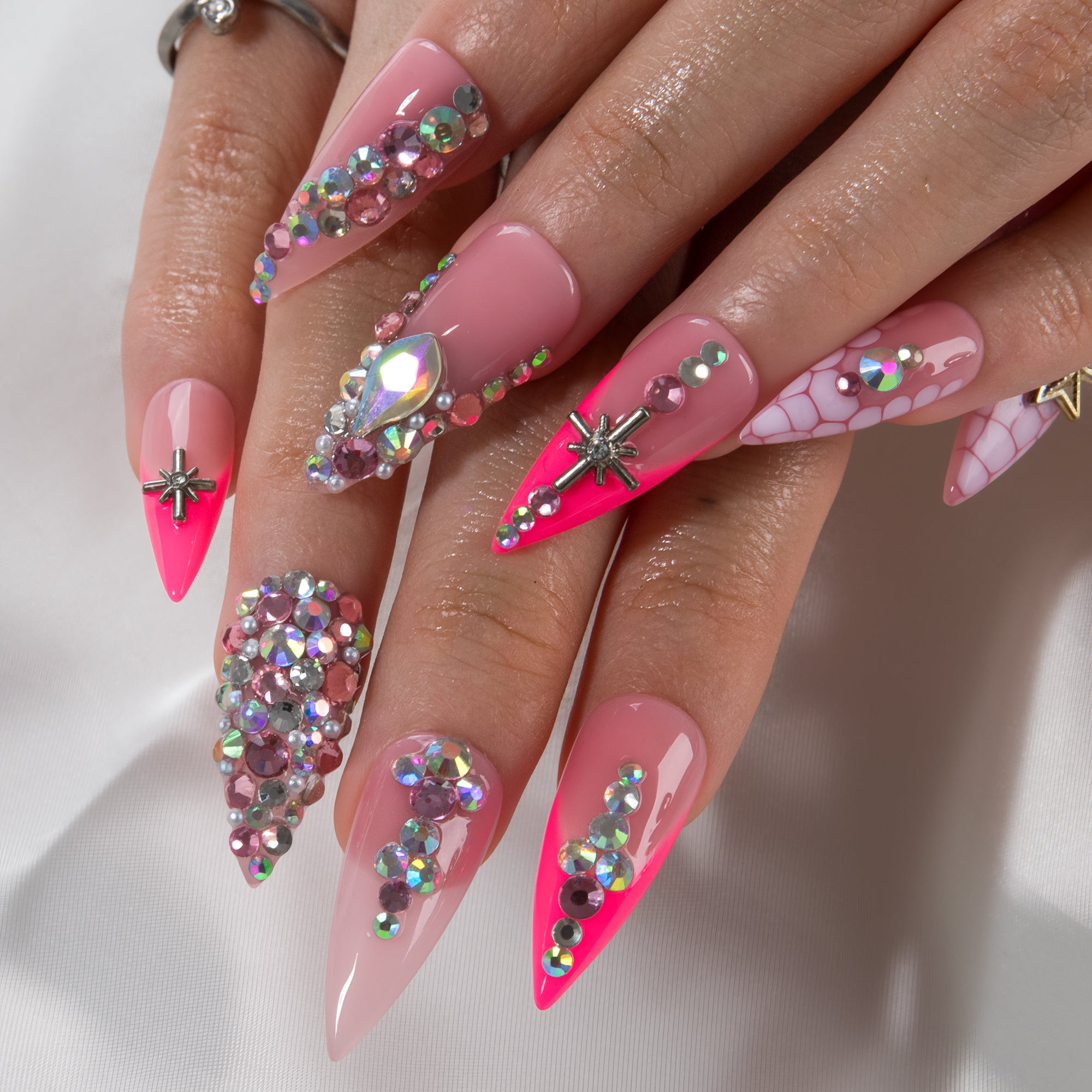 Pink Stardom Handmade Nails H909