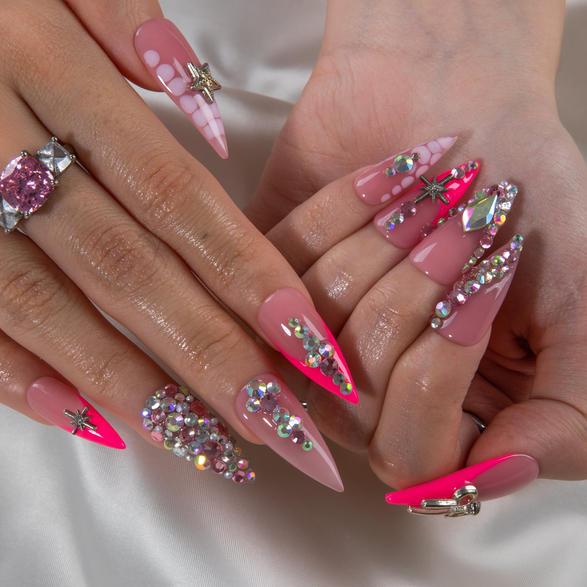 Pink Stardom Handmade Nails H909