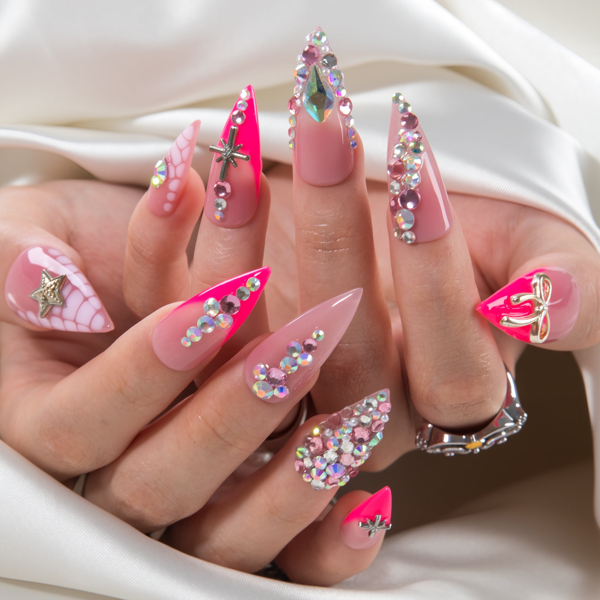 Pink Stardom Handmade Nails H909