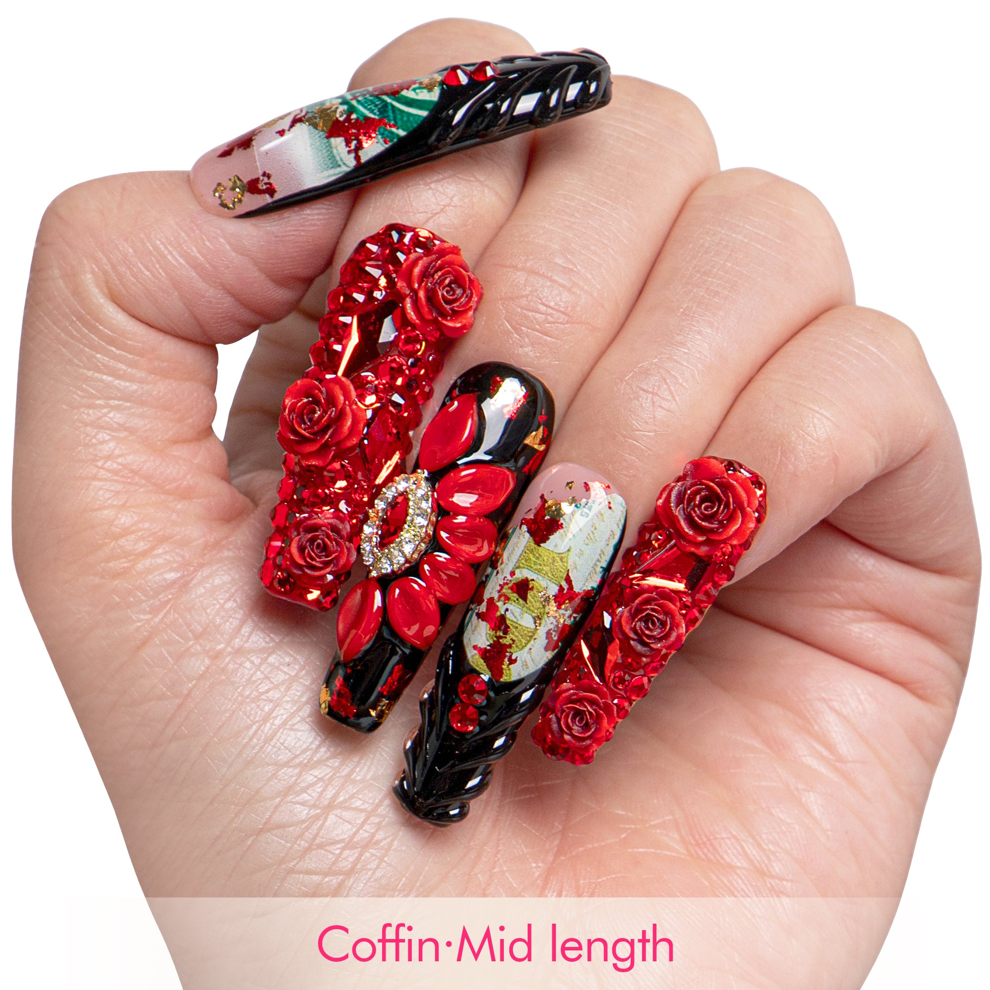 Queen of Midnigh Handmade Nails H911