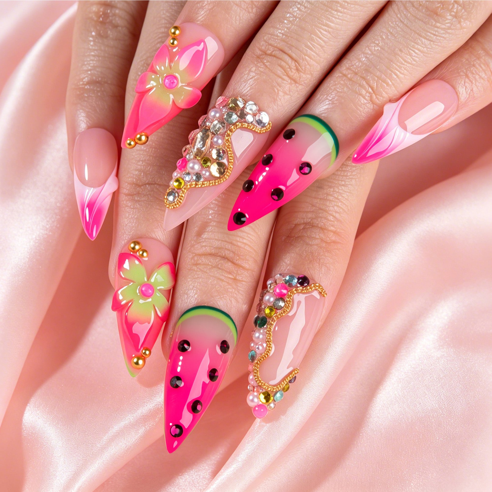Melon Crush Handmade Nails H915