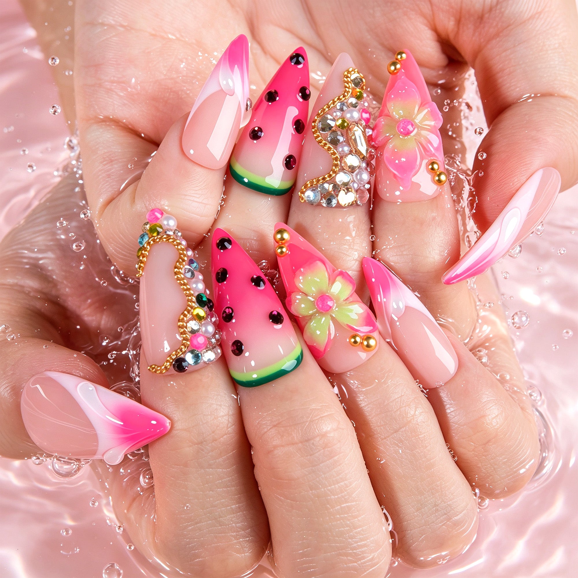 Melon Crush Handmade Nails H915