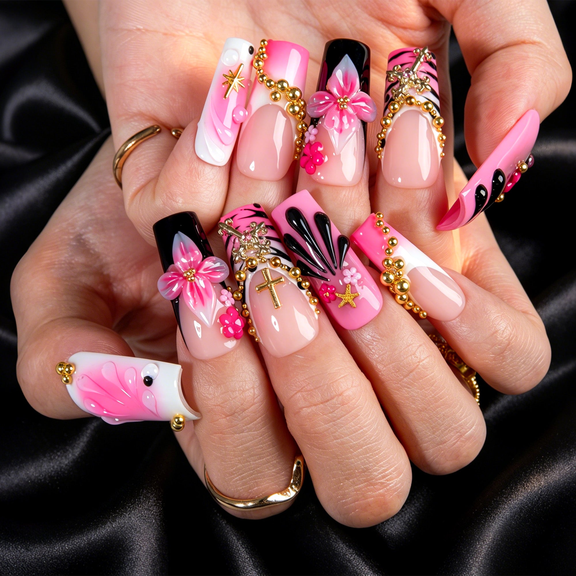 Pink Tropics Handmade Nails H917