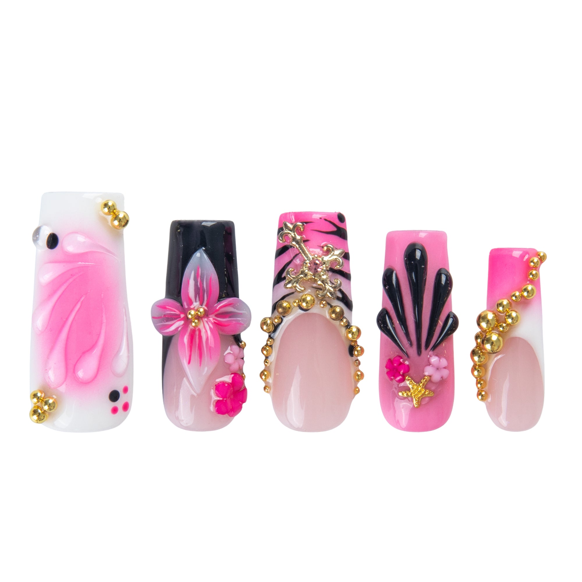 Pink Tropics Handmade Nails H917