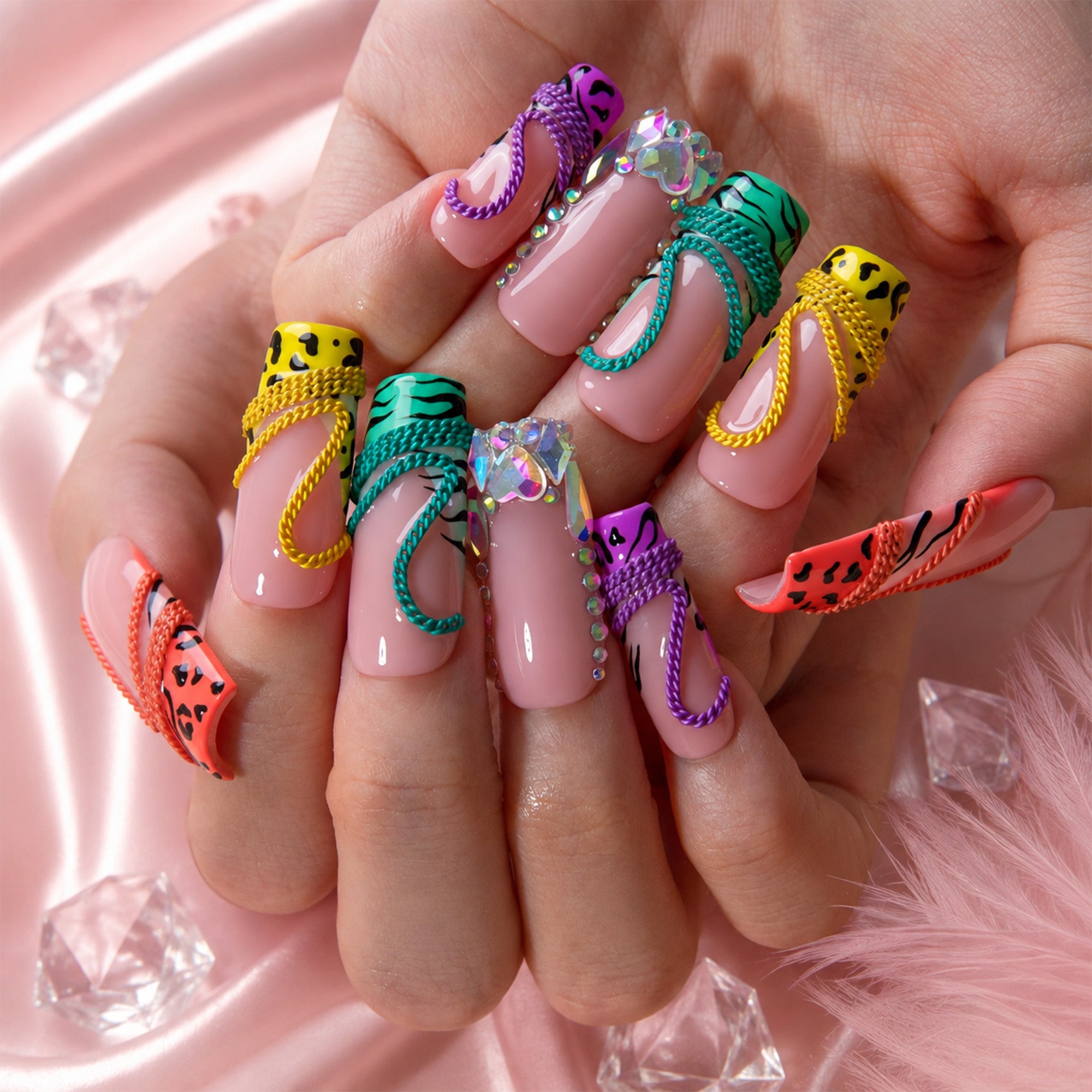Rainbow Riot Handmade Nails H918