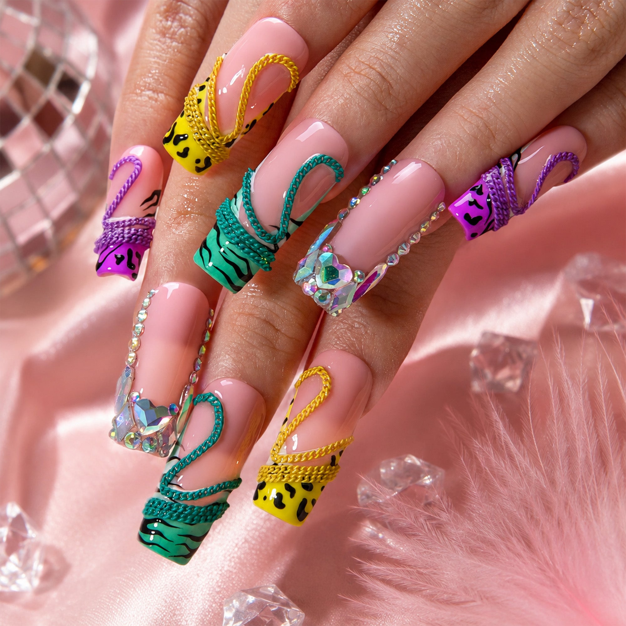 Rainbow Riot Handmade Nails H918