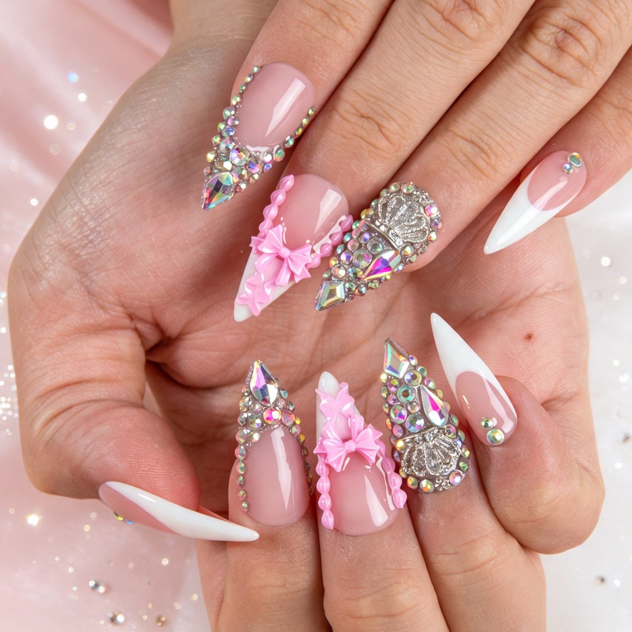 Pink Coronation Handmade Nails H919