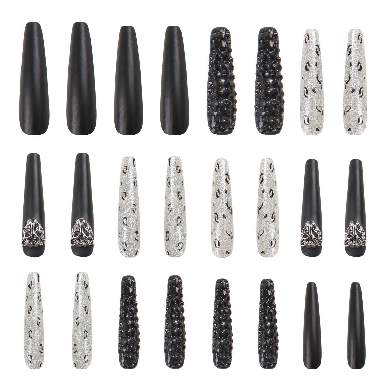 American Cheetah Press-On Nails - 24pcs H91 - Cheetah print nails with glitter accents