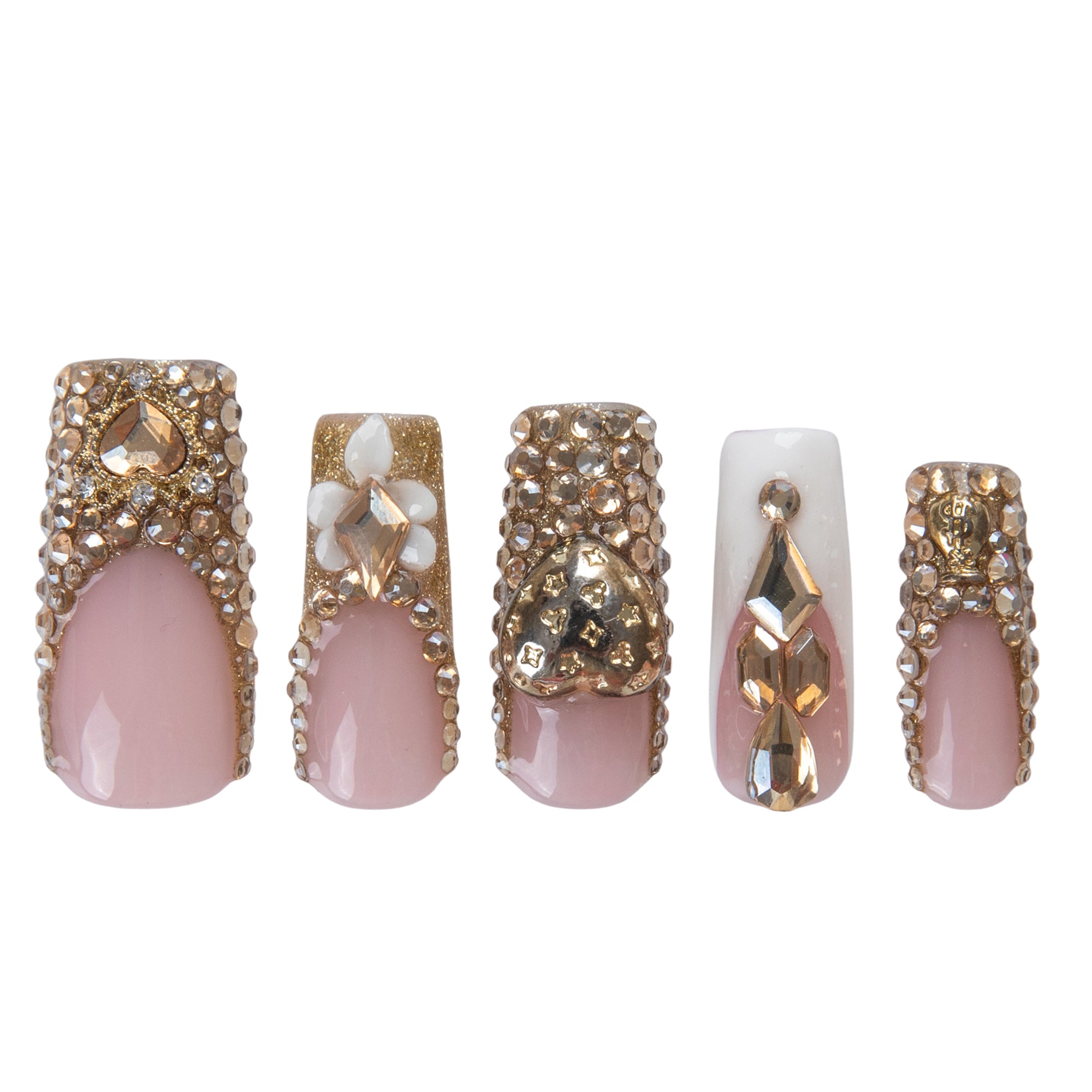 Love in Gold Handmade Nails H926