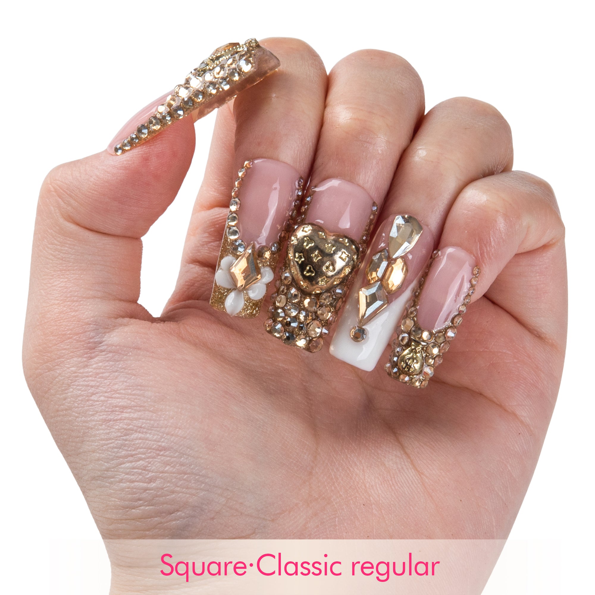 Love in Gold Handmade Nails H926