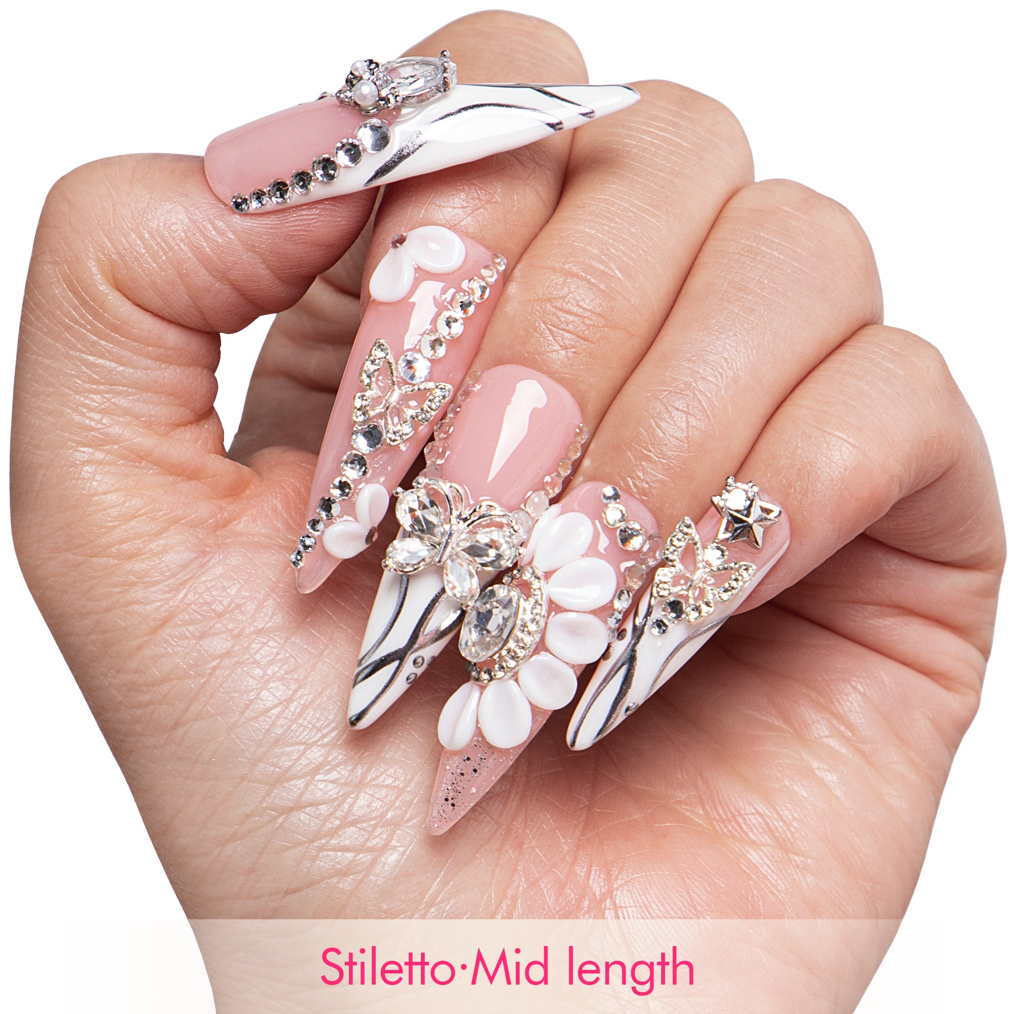 Crystal Butterfly Handmade Nails H928