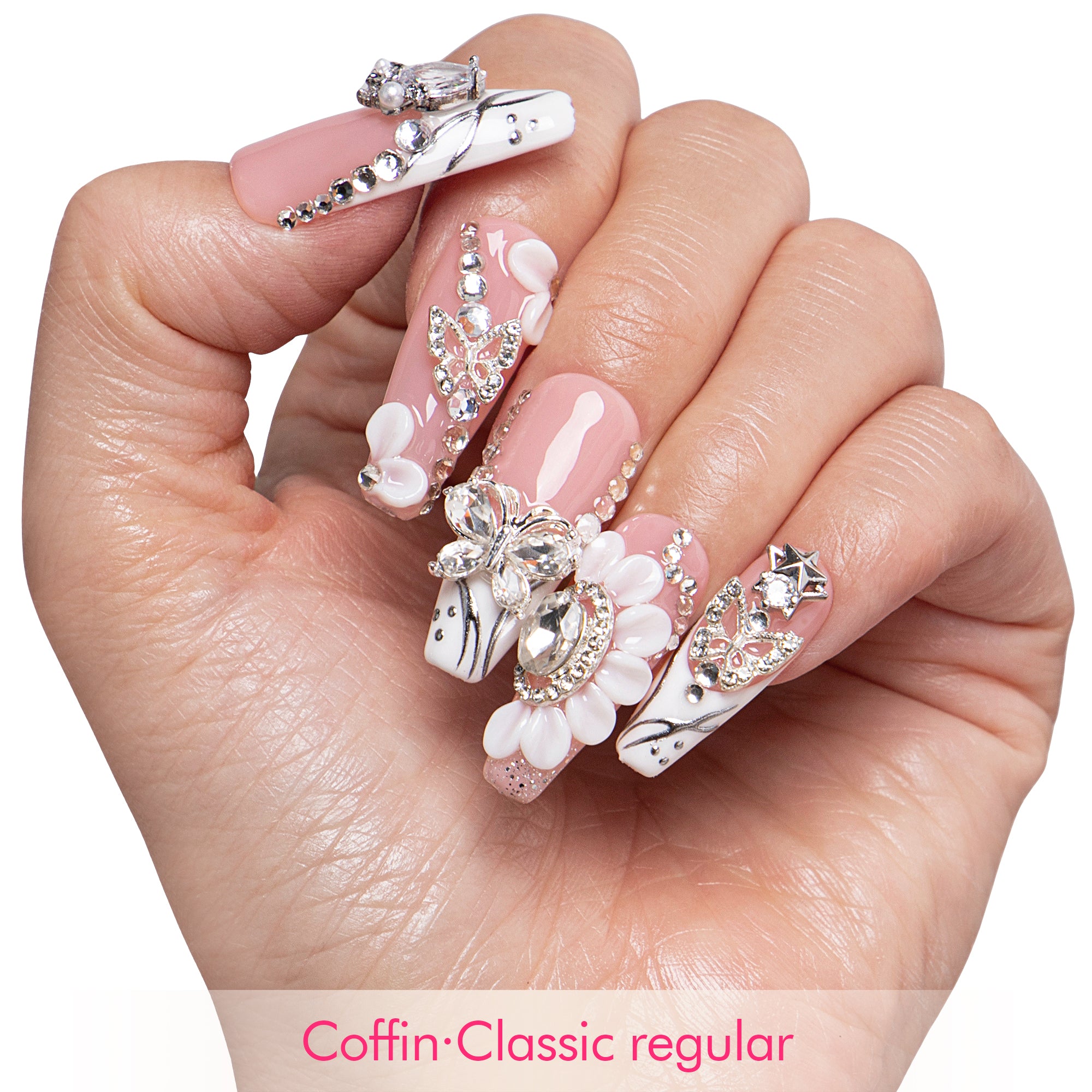 Crystal Butterfly Handmade Nails H928