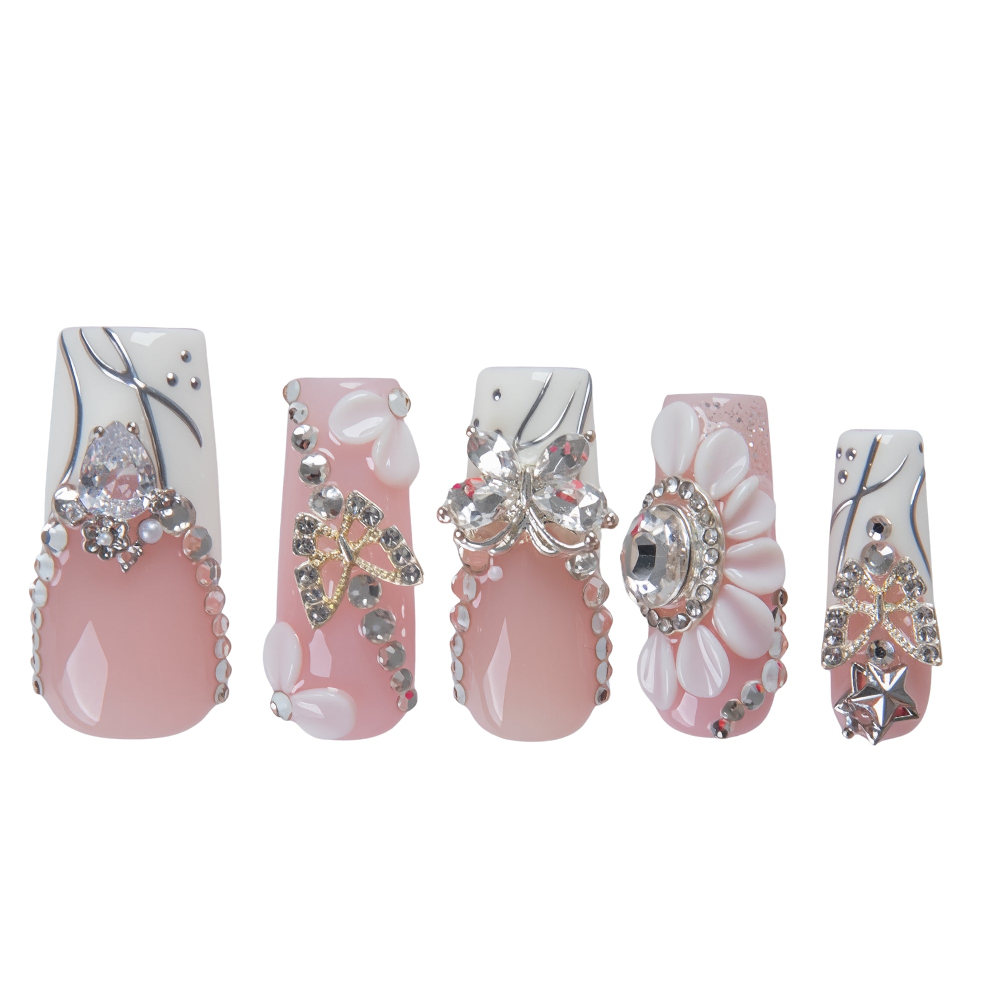 Crystal Butterfly Handmade Nails H928