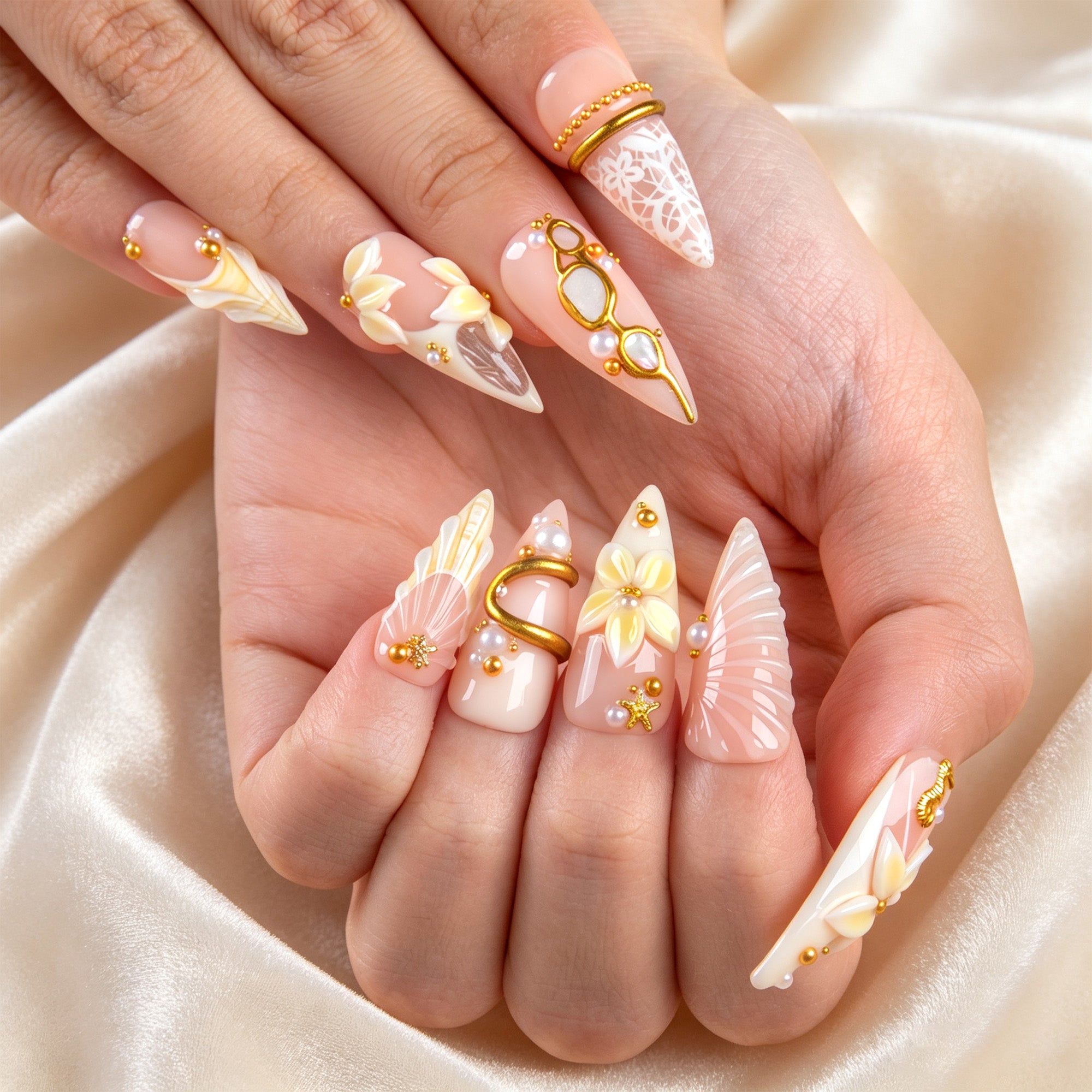 Celestial Bloom Handmade Nails H934